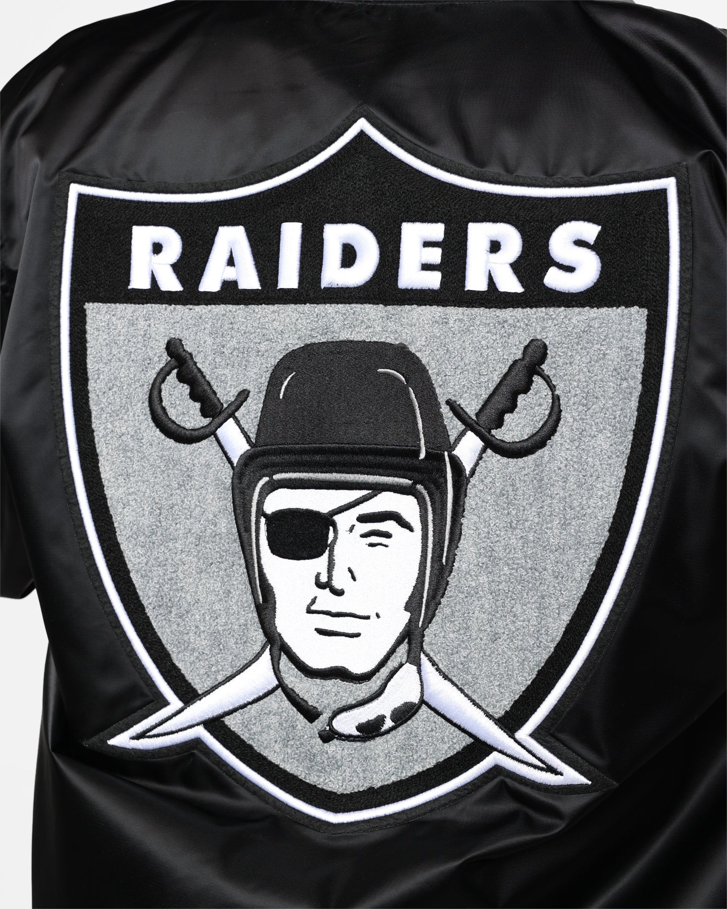 Pro Standard Las Vegas Raiders Satin Varsity Jacket Black/Grey - Image 9