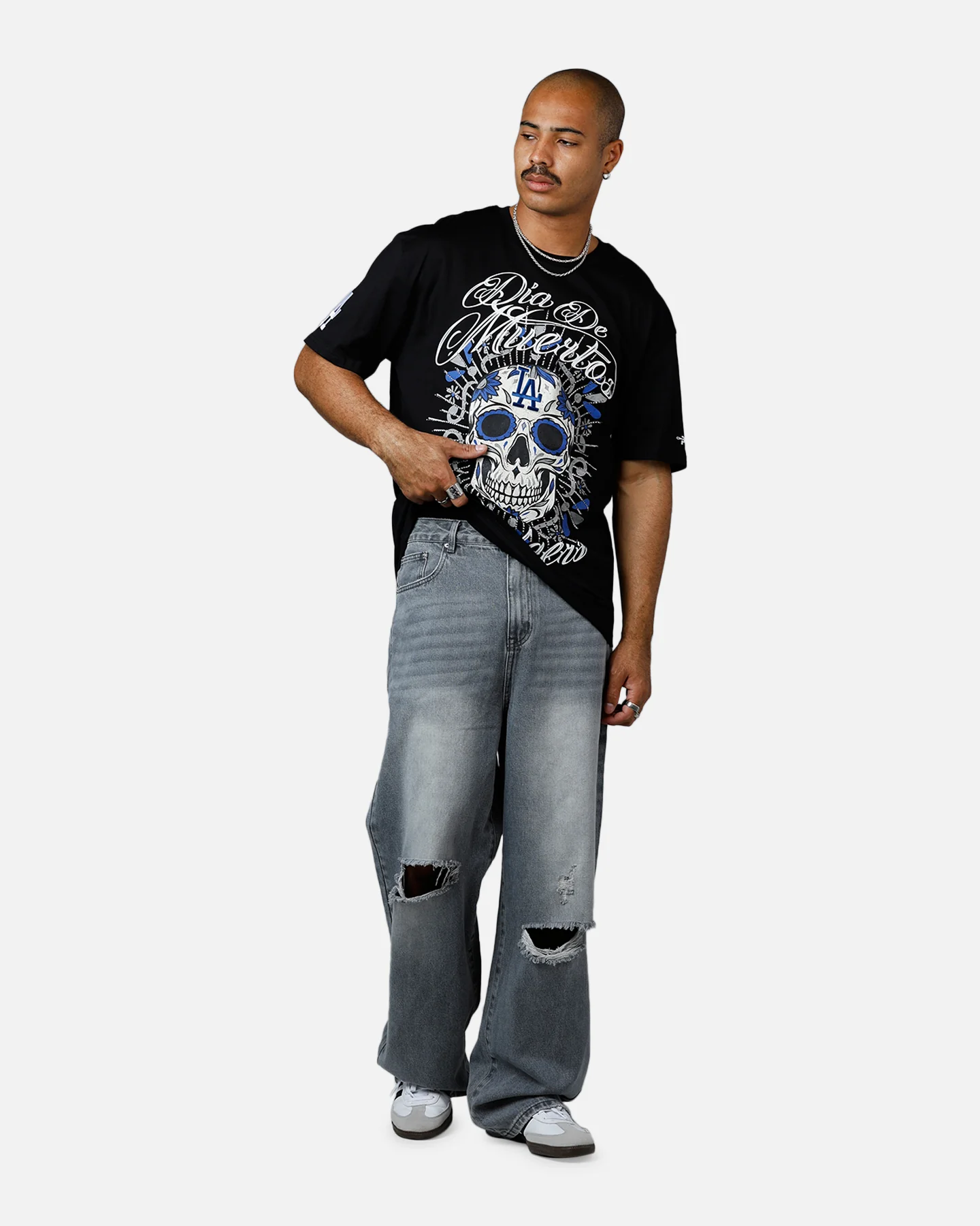 Pro Standard Los Angeles Dodgers Eternal Skull T-Shirt Black/Blue - Image 3