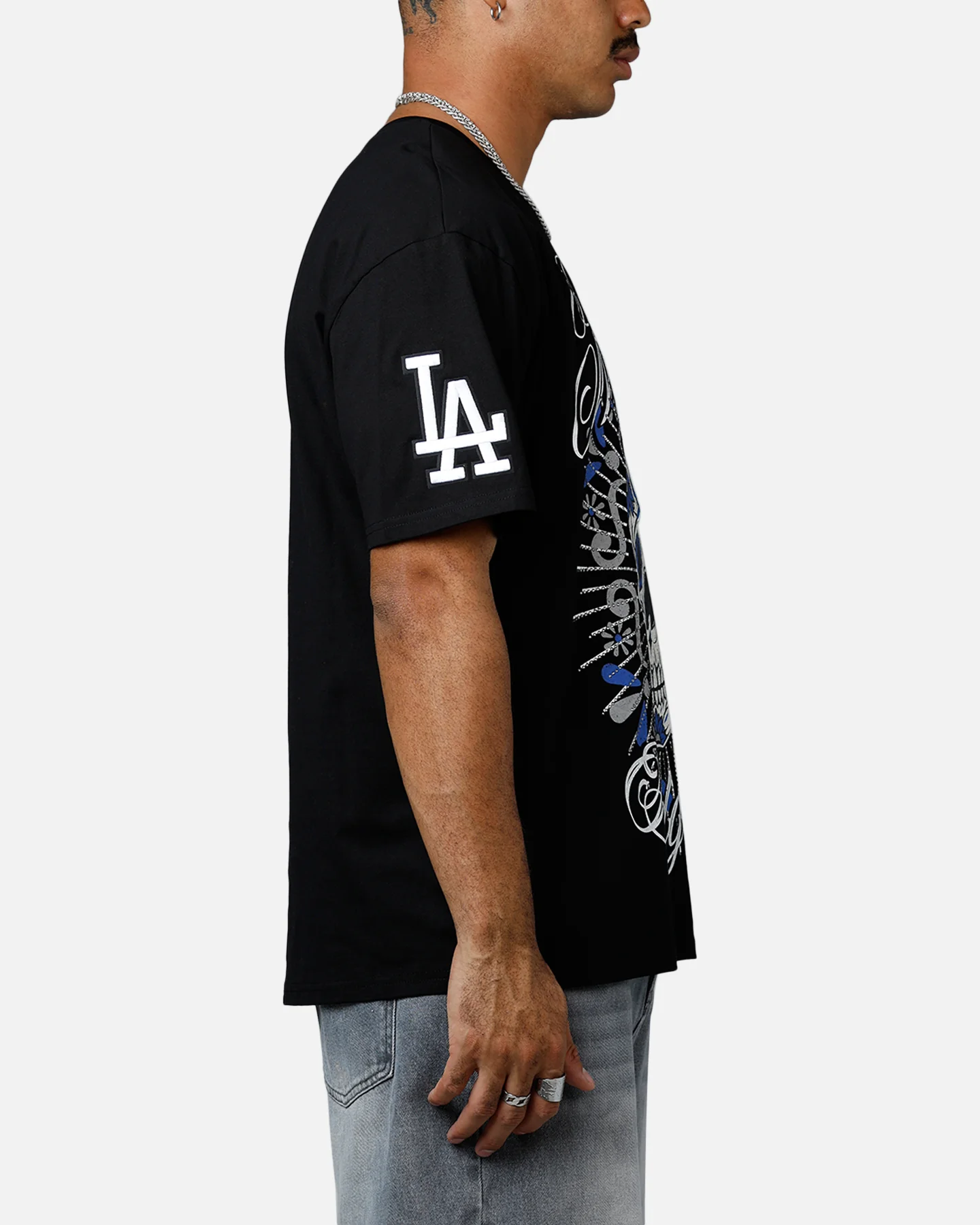 Pro Standard Los Angeles Dodgers Eternal Skull T-Shirt Black/Blue - Image 4