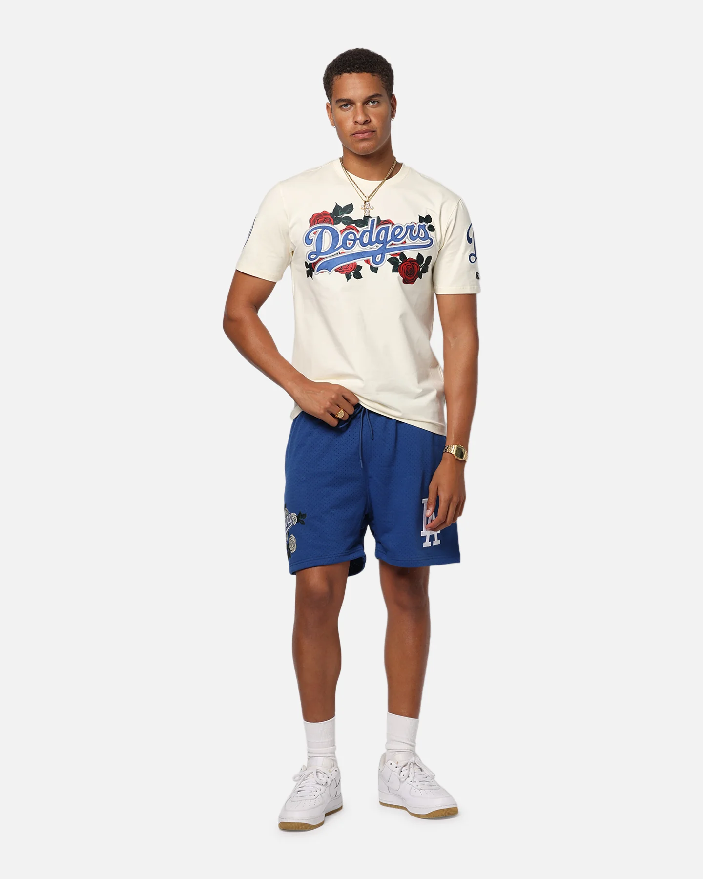 Pro Standard Los Angeles Dodgers Roses Mesh Shorts Dark Blue - Image 2