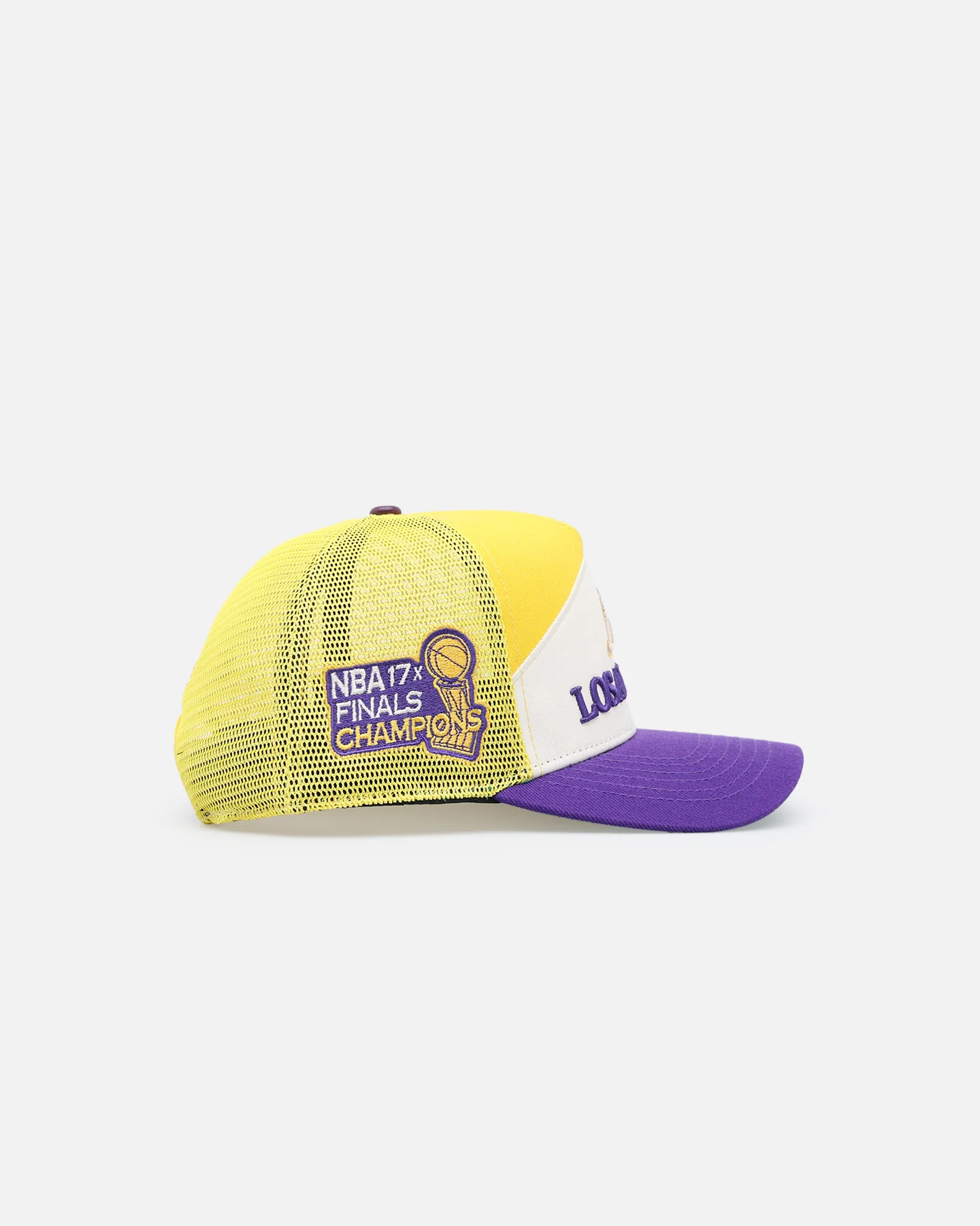Pro Standard Los Angeles Lakers Pinch Front Trucker Snapback Yellow - Image 3