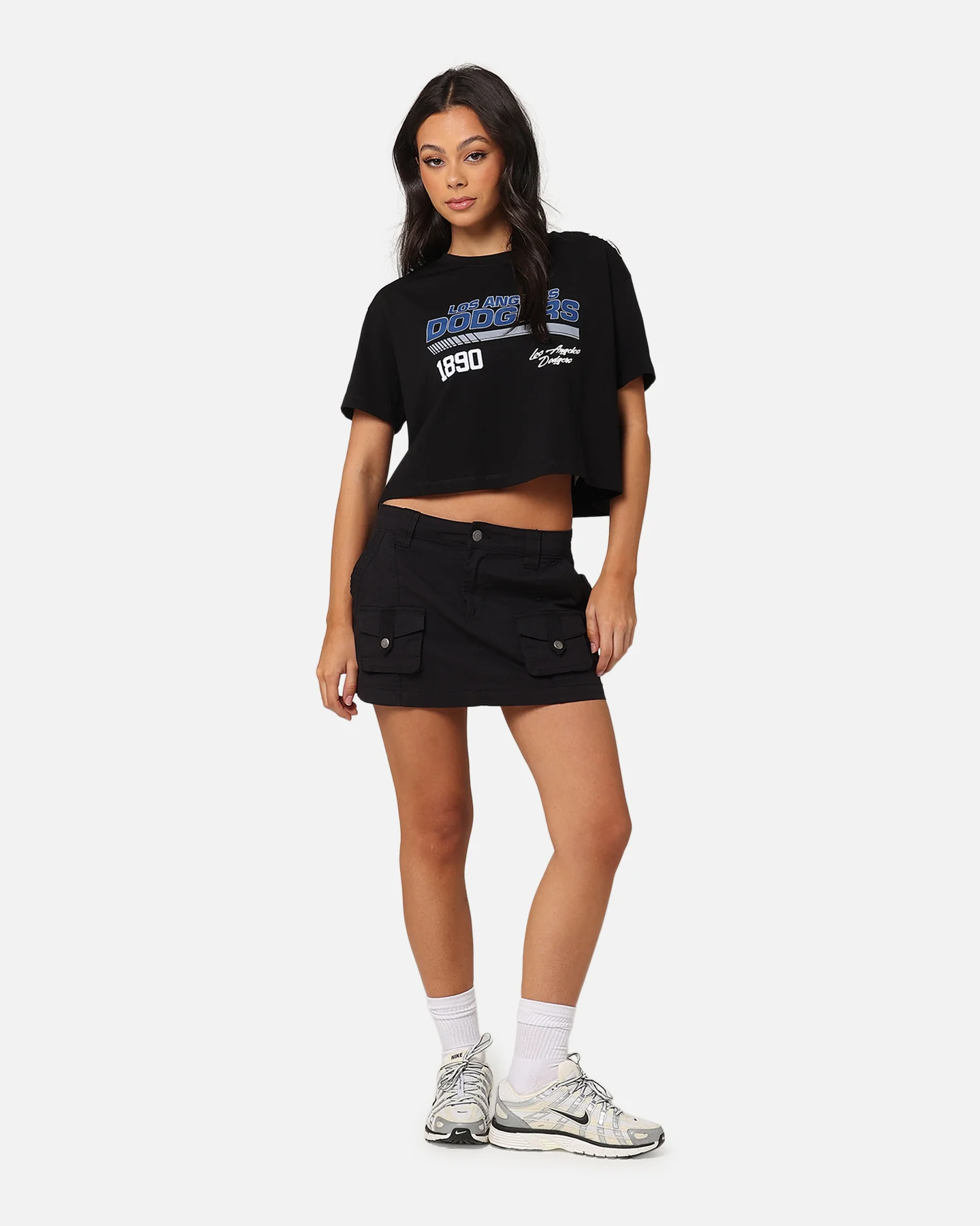 Pro Standard Women's Los Angeles Dodgers Boxy Cropped T-Shirt Black - Image 3