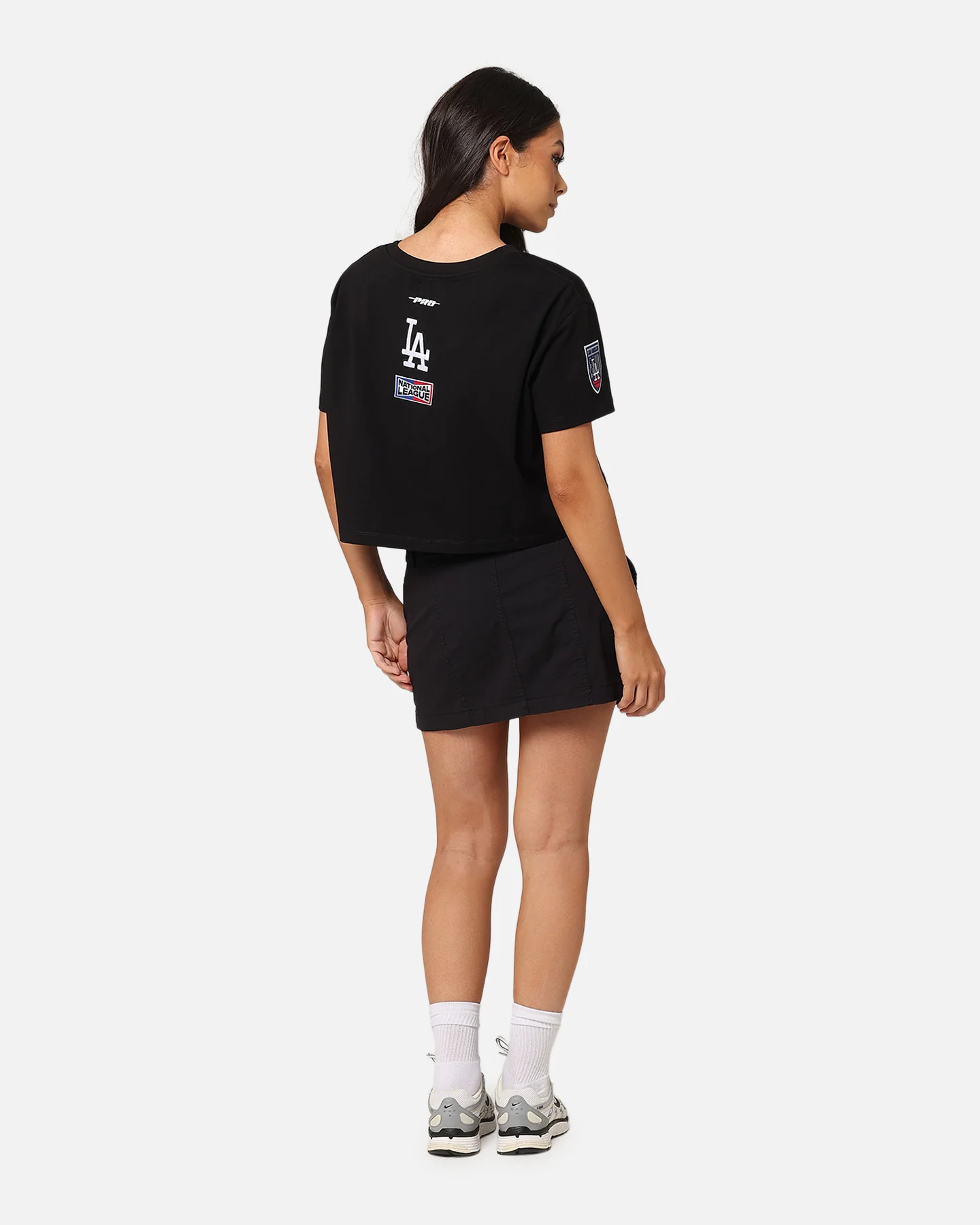 Pro Standard Women's Los Angeles Dodgers Boxy Cropped T-Shirt Black - Image 4