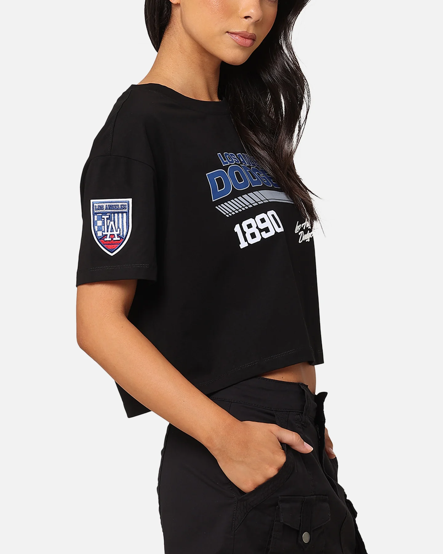 Pro Standard Women's Los Angeles Dodgers Boxy Cropped T-Shirt Black - Image 5