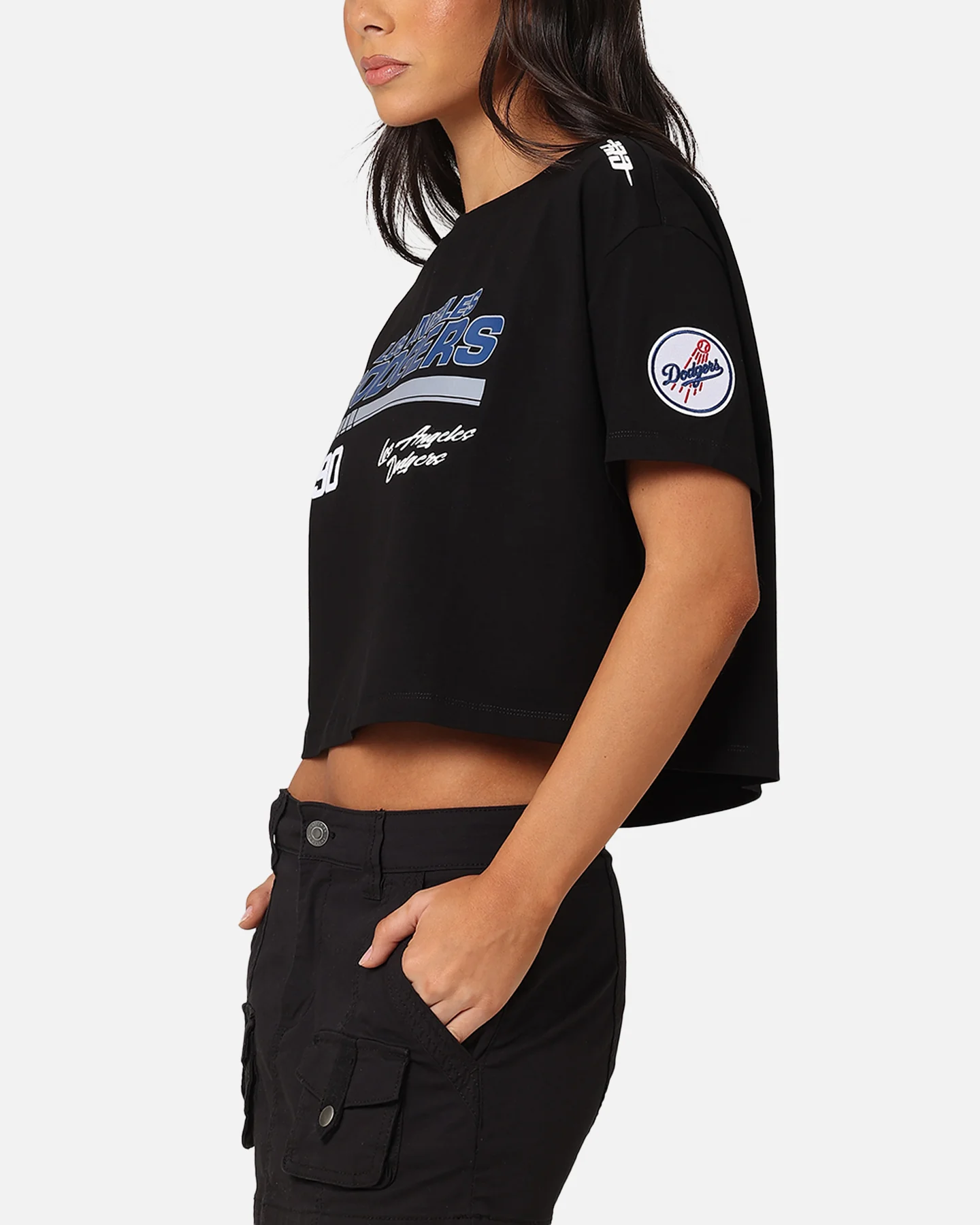 Pro Standard Women's Los Angeles Dodgers Boxy Cropped T-Shirt Black - Image 6