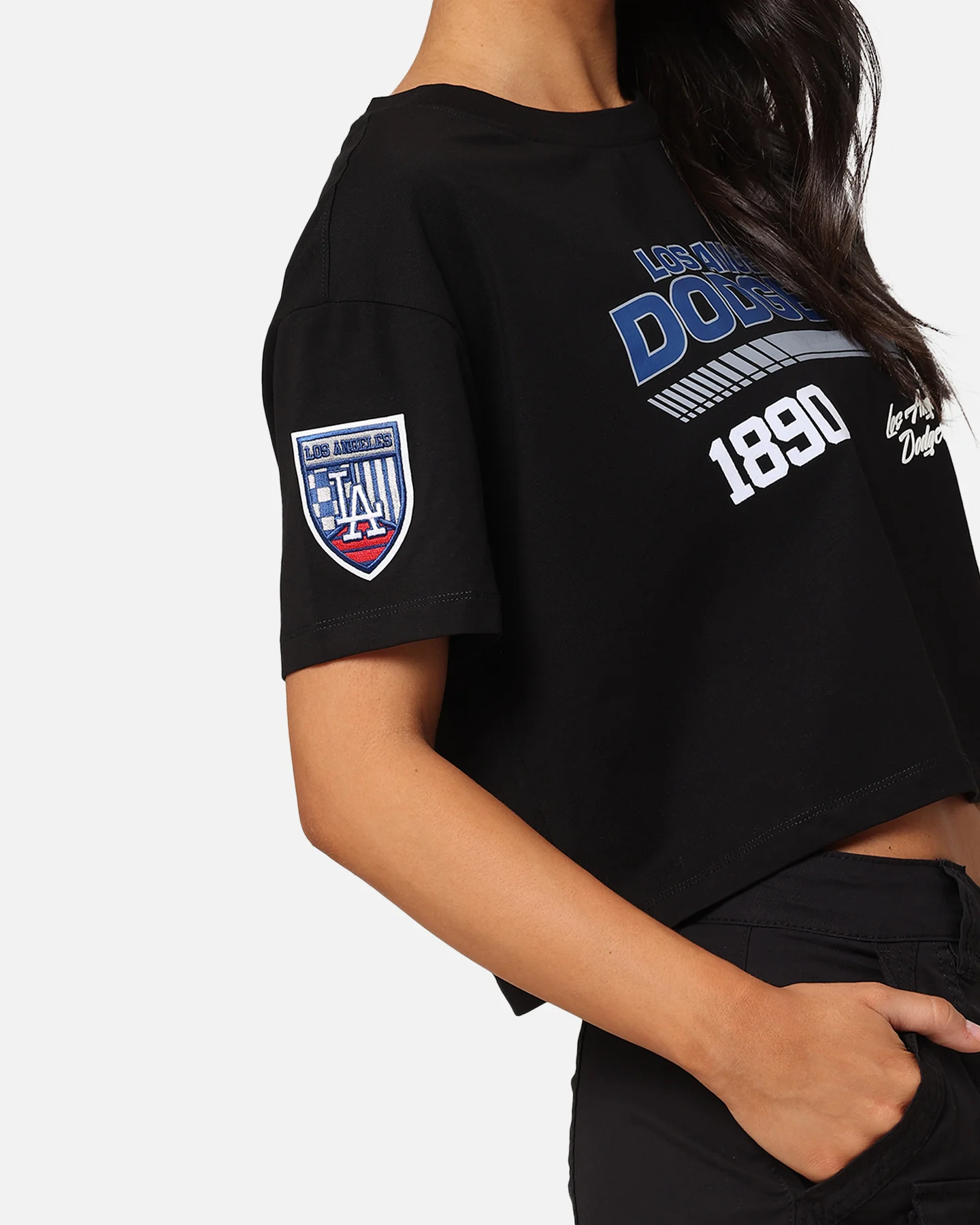 Pro Standard Women's Los Angeles Dodgers Boxy Cropped T-Shirt Black - Image 7