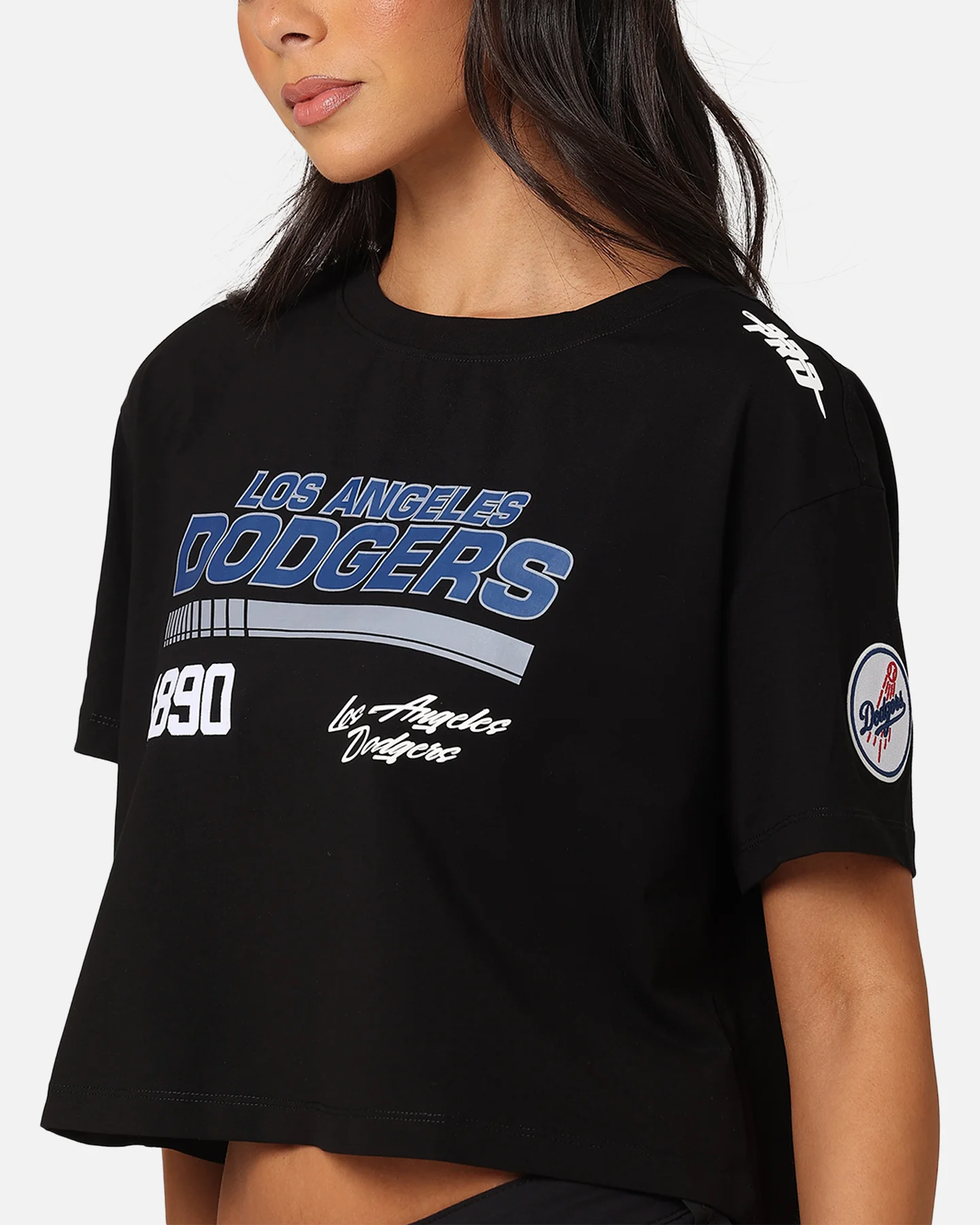Pro Standard Women's Los Angeles Dodgers Boxy Cropped T-Shirt Black - Image 8