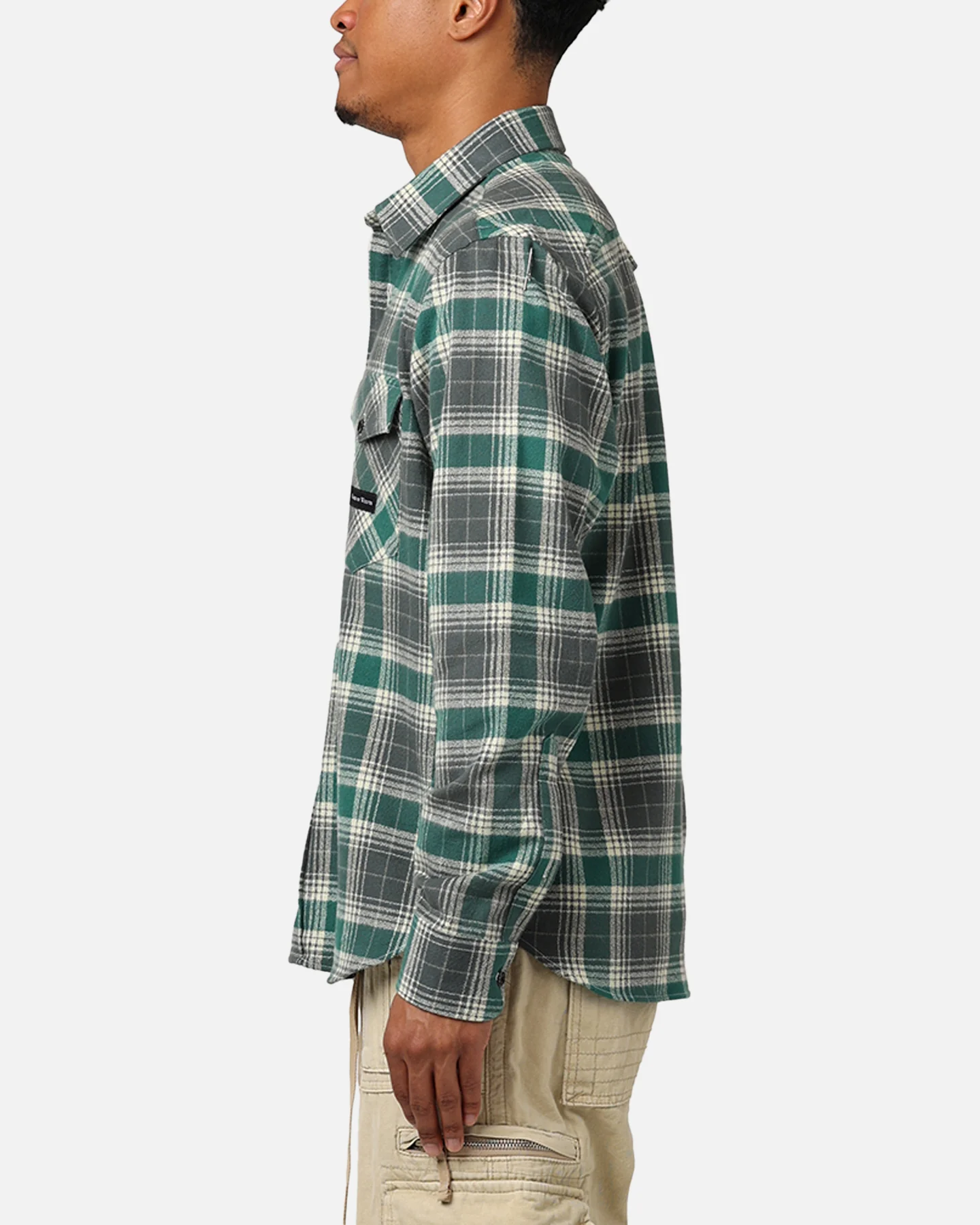 Raised By Wolves Plaid Flannel Shirt Eucalyptus - Image 5