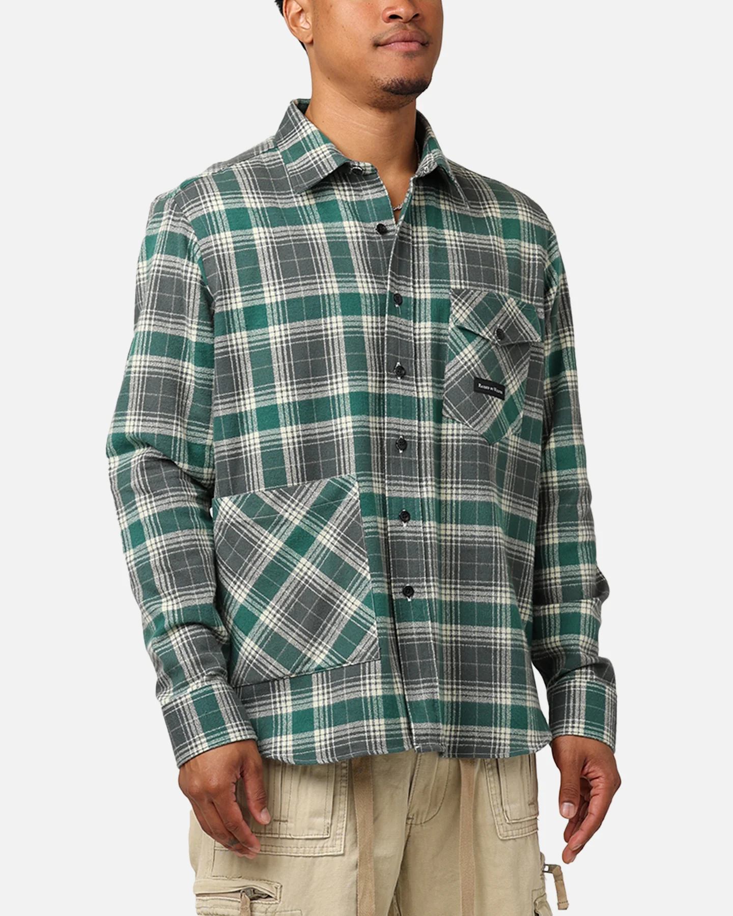 Raised By Wolves Plaid Flannel Shirt Eucalyptus - Image 6