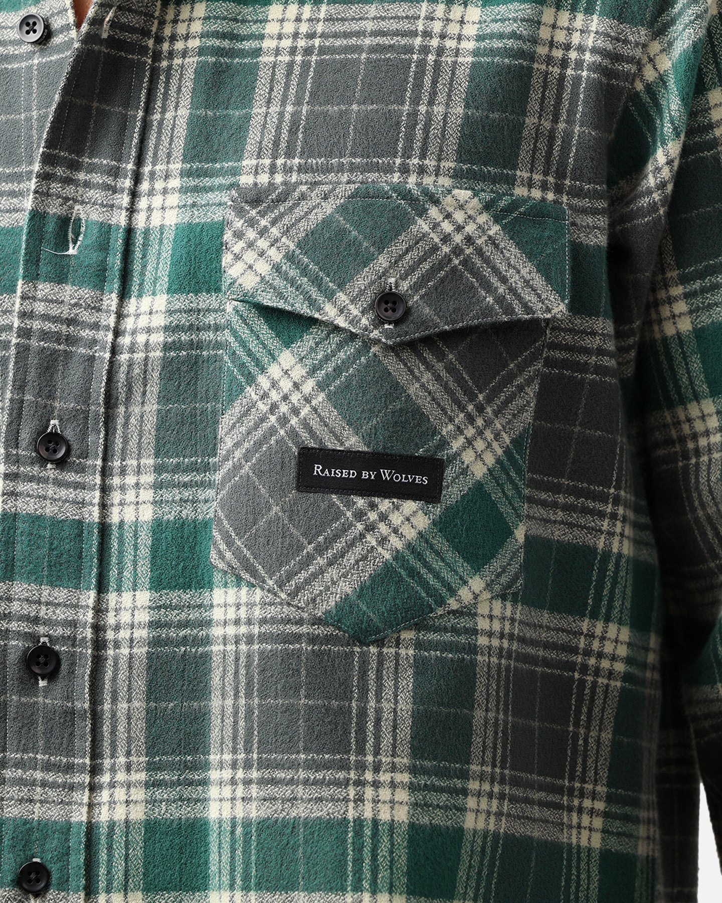 Raised By Wolves Plaid Flannel Shirt Eucalyptus - Image 8