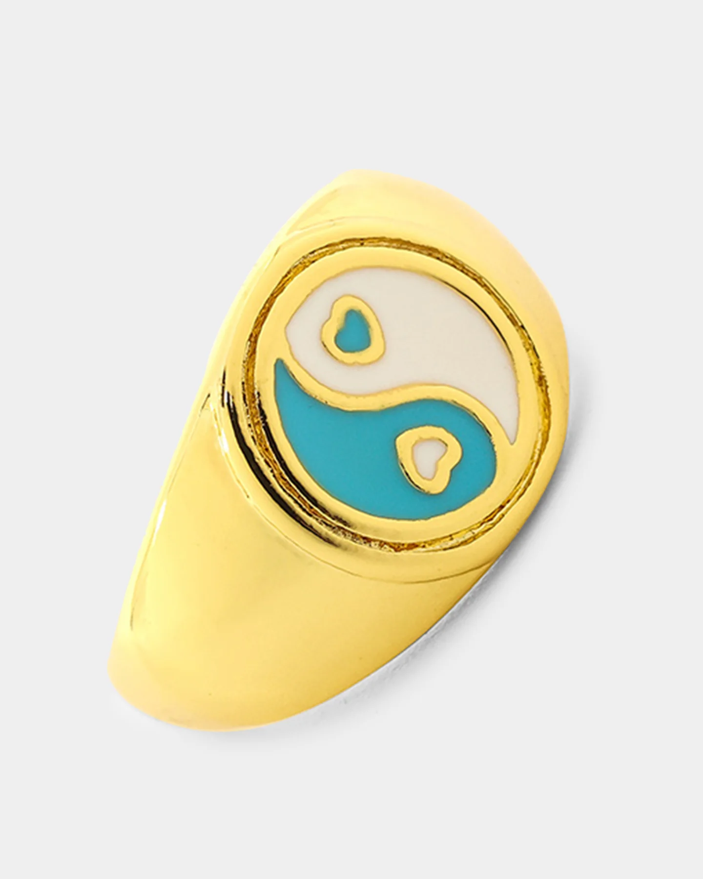 Raising Hell Women's Pastel Yin Yang Ring Blue/White/Gold - Image 5