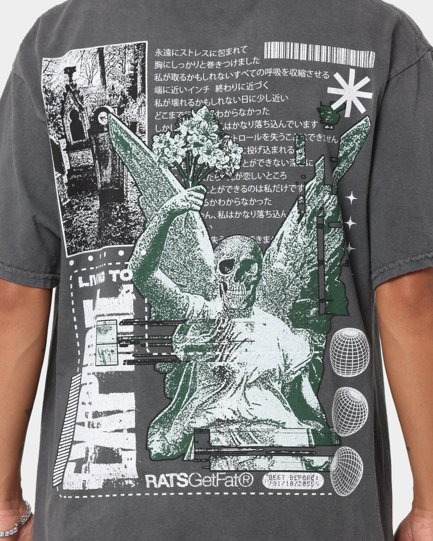 Rats Get Fat Expire Vintage T-Shirt Off Black - Image 4