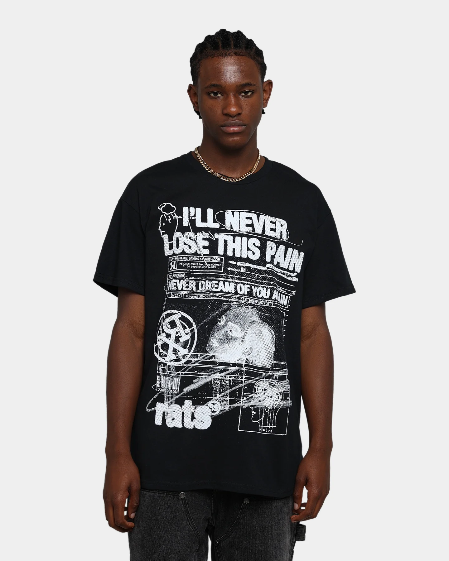 Rats Get Fat Rats Pain T-Shirt Black