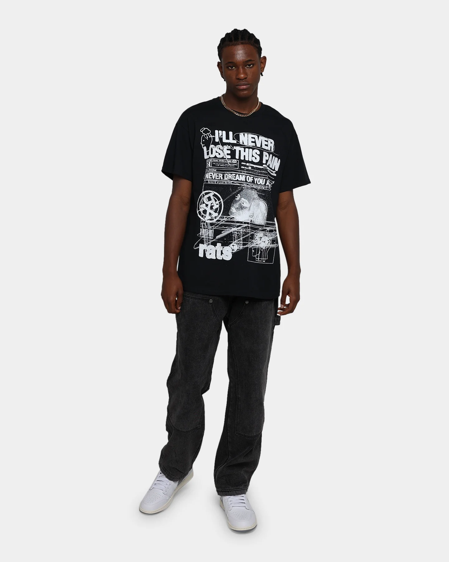 Rats Get Fat Rats Pain T-Shirt Black - Image 3