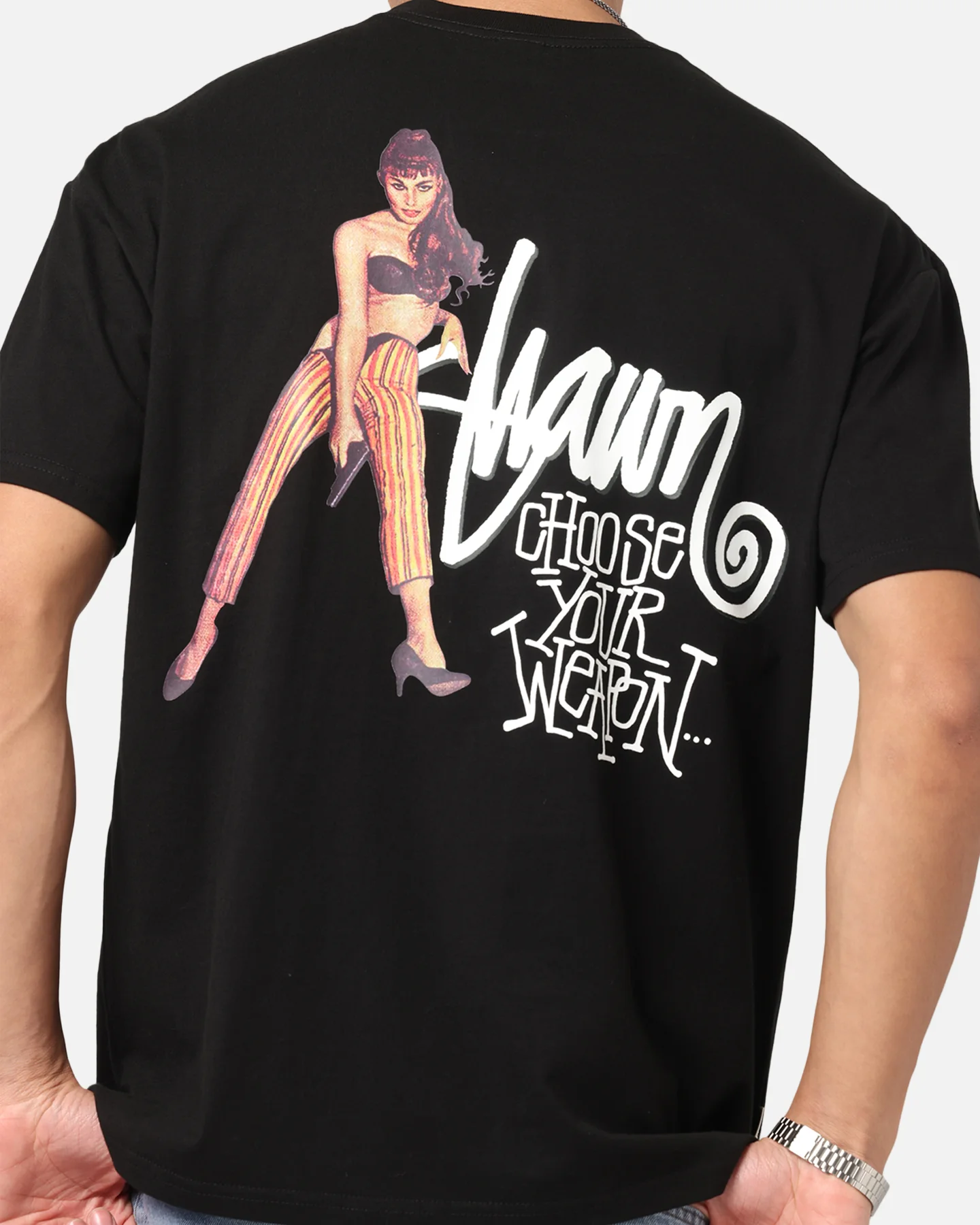 S Double Choose Your Weapon T-Shirt Washed Black - Image 7