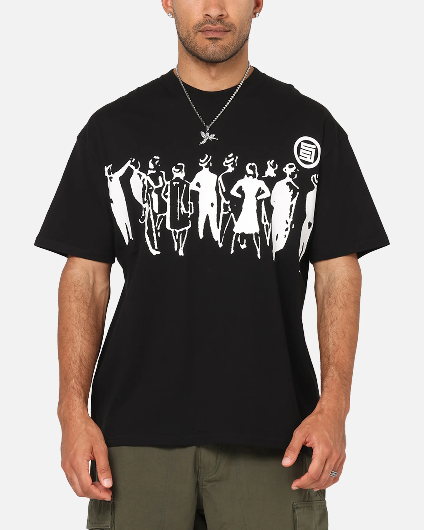 S Double People Stripe T-Shirt Black