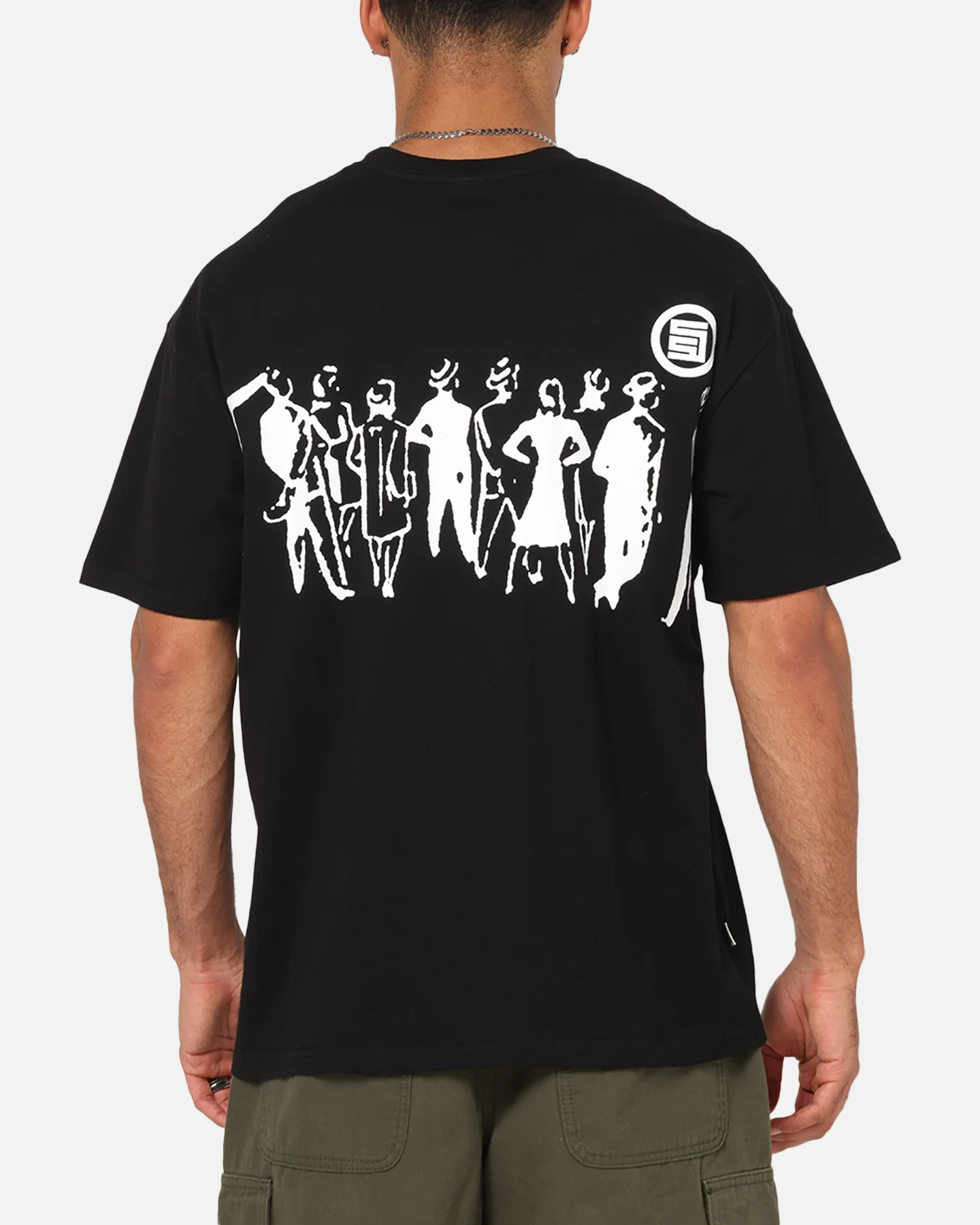 S Double People Stripe T-Shirt Black - Image 2
