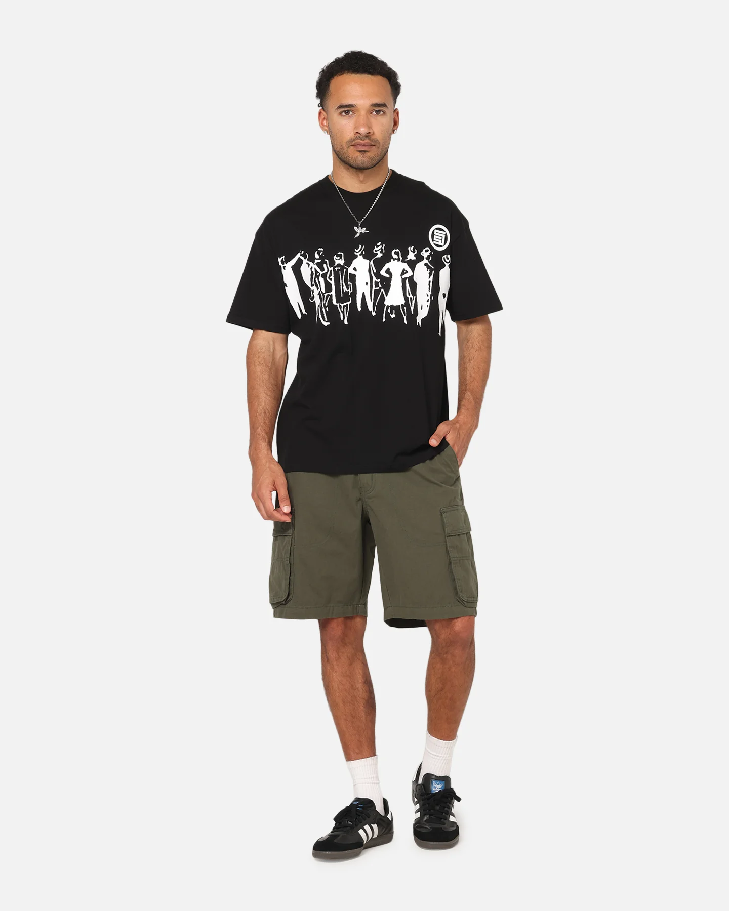 S Double People Stripe T-Shirt Black - Image 3