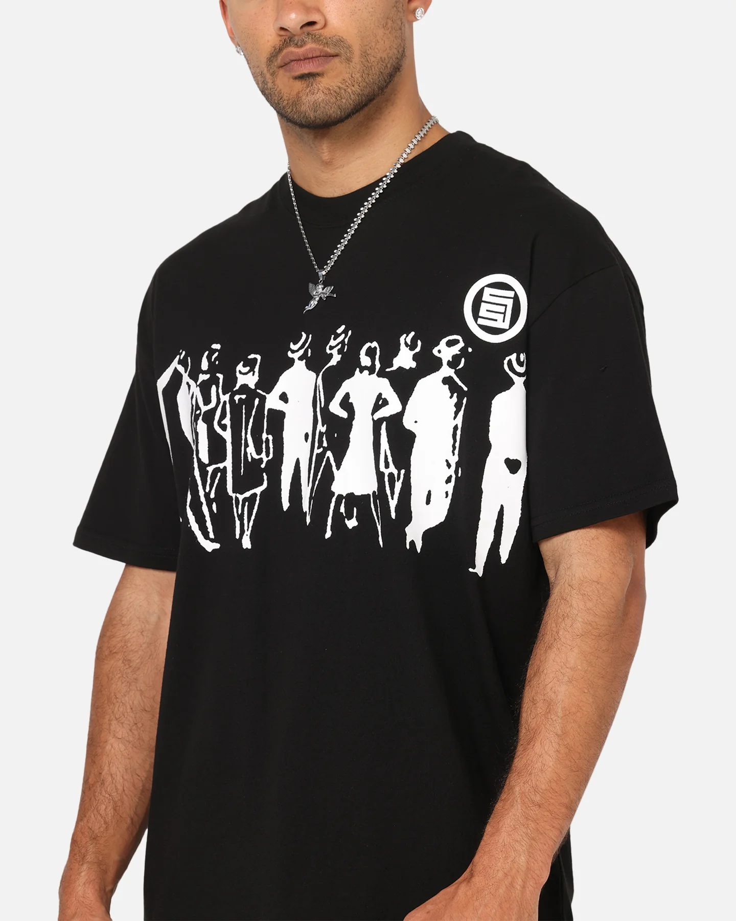 S Double People Stripe T-Shirt Black - Image 7