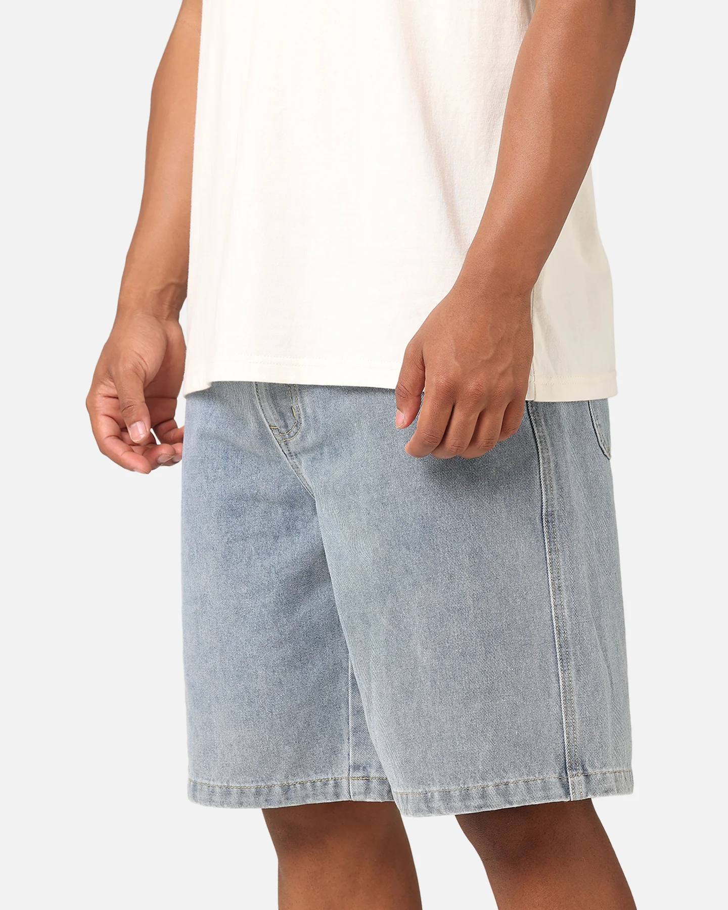 S Double Print Denim Standard Shorts Light Blue - Image 4