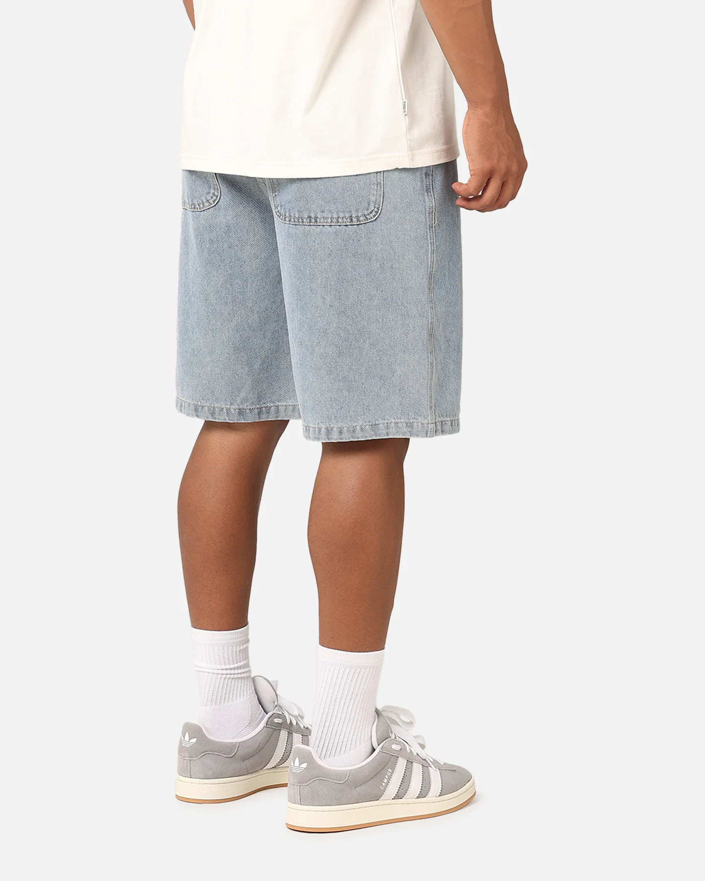 S Double Print Denim Standard Shorts Light Blue - Image 5