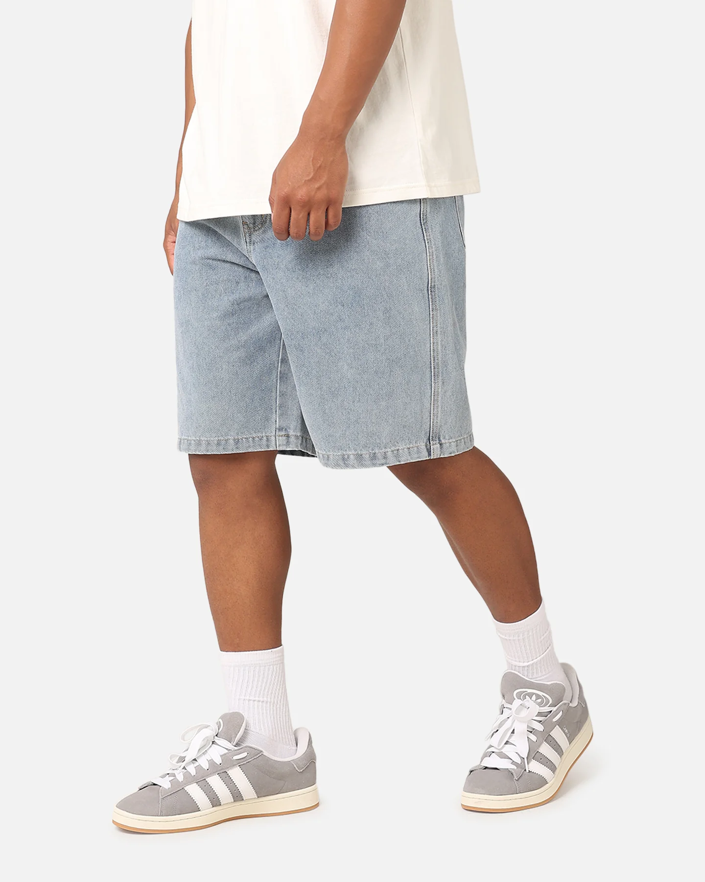 S Double Print Denim Standard Shorts Light Blue - Image 6