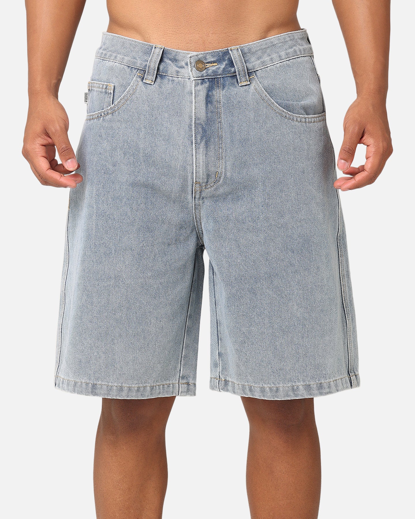S Double Print Denim Standard Shorts Light Blue - Image 7
