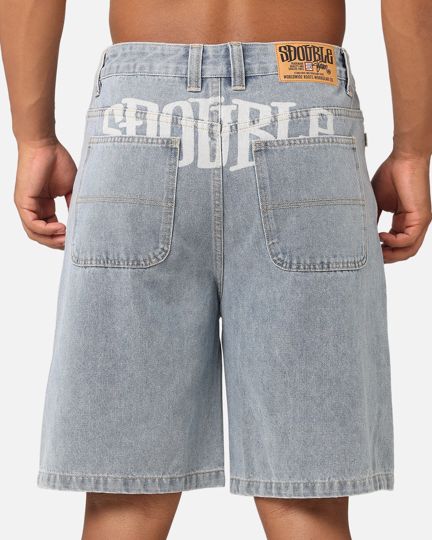 S Double Print Denim Standard Shorts Light Blue - Image 8
