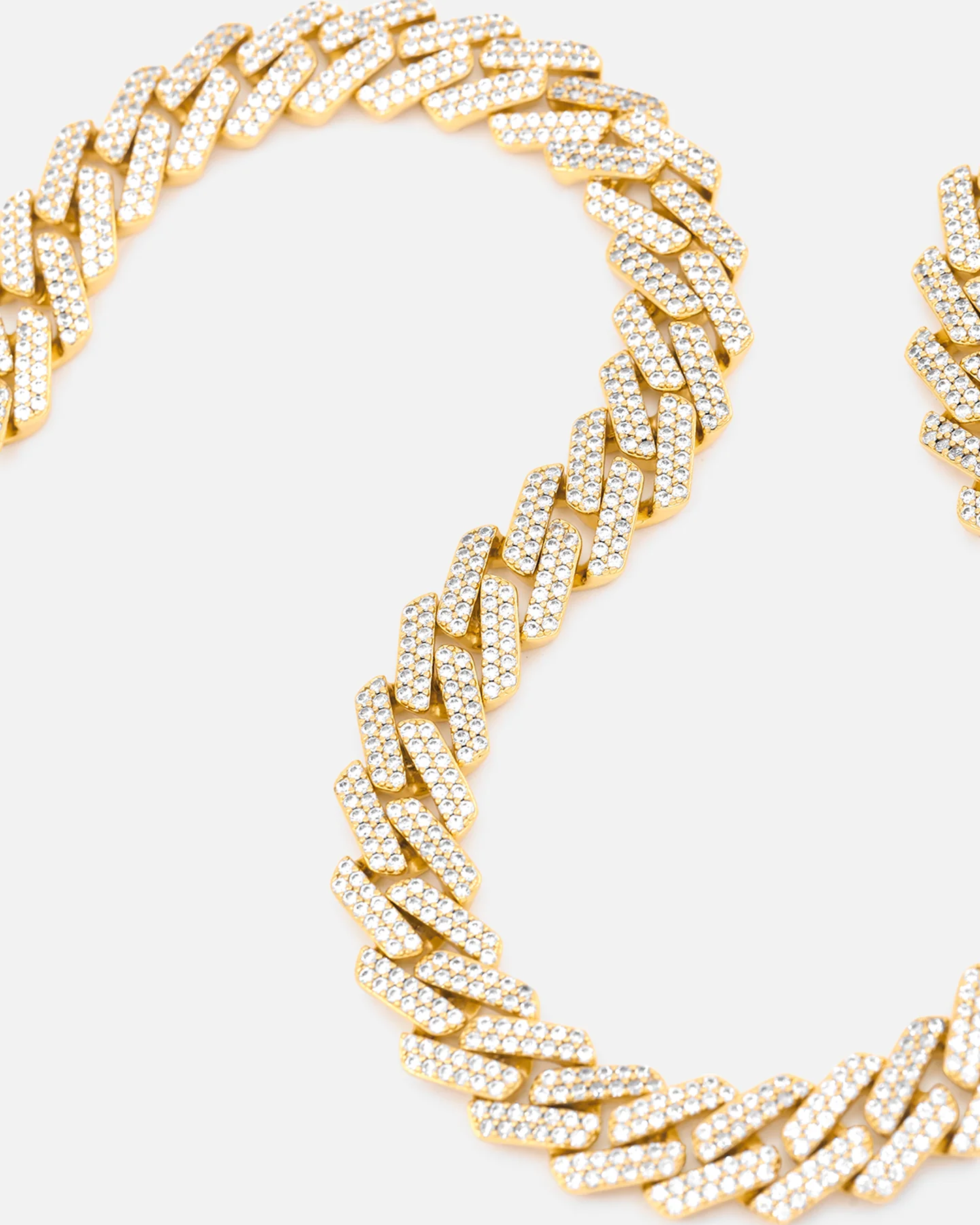 Saint Morta 18" 14mm Iced Interlink Chain Iced Gold - Image 3