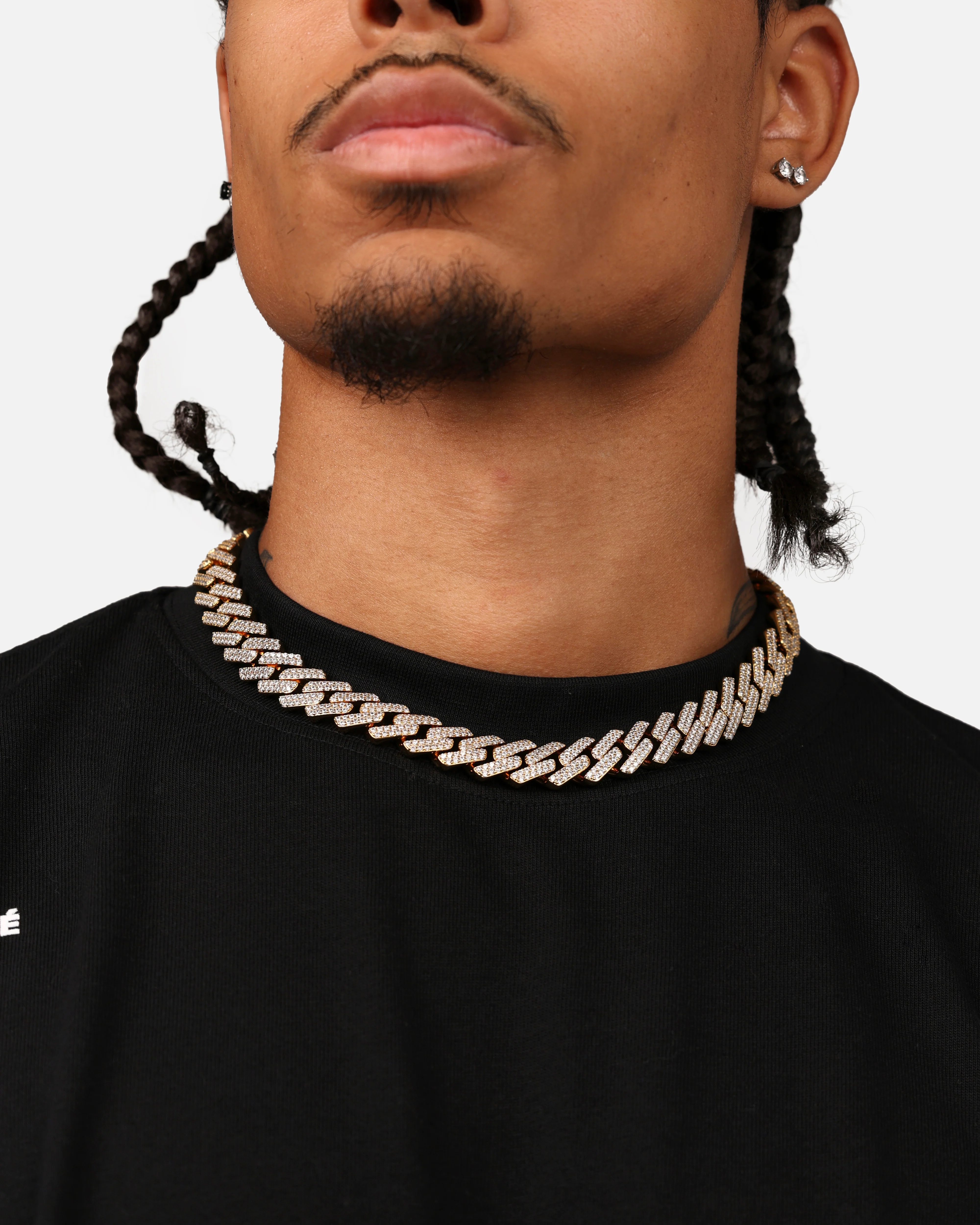 Saint Morta 18" 14mm Iced Interlink Chain Iced Gold - Image 4