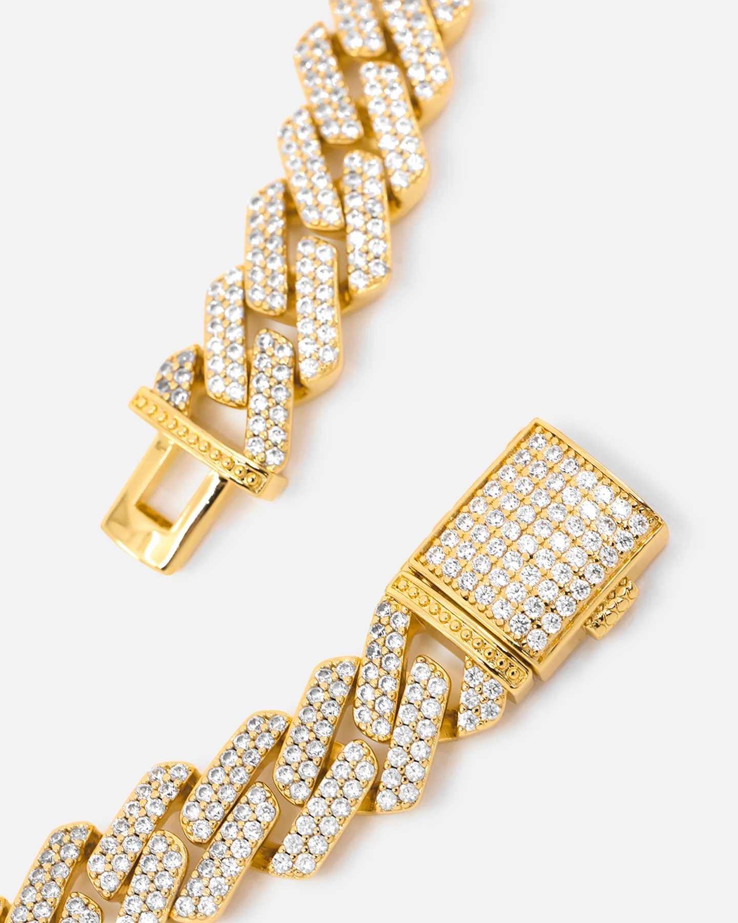 Saint Morta 18" 14mm Iced Interlink Chain Iced Gold - Image 7