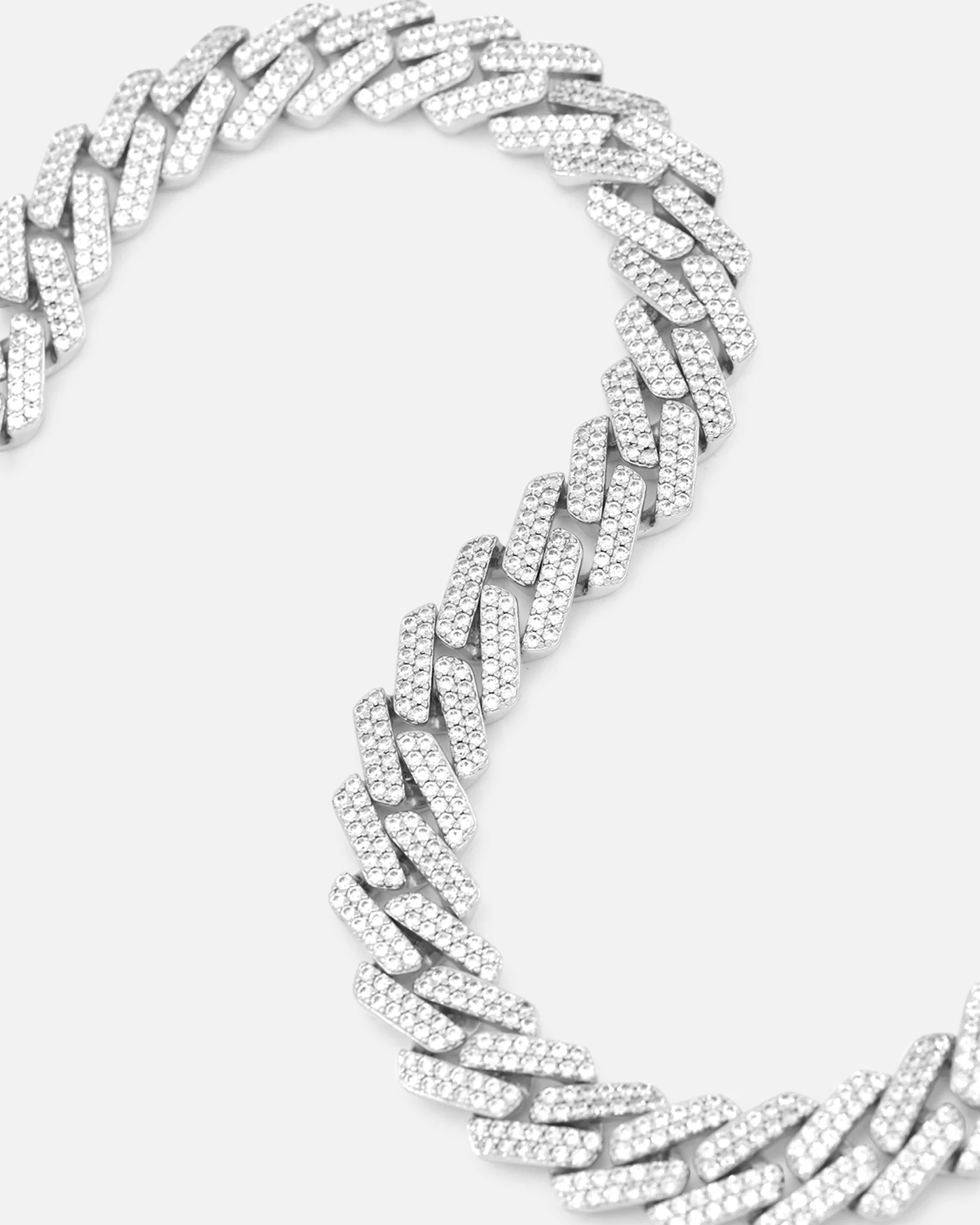 Saint Morta 18" 14mm Iced Interlink Chain Iced White Gold - Image 3