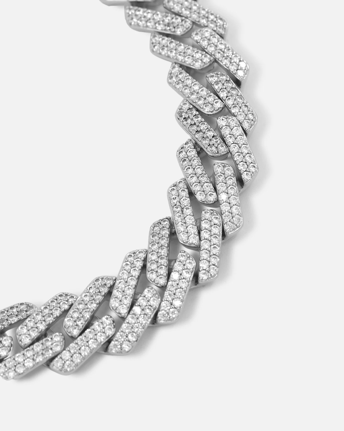 Saint Morta 18" 14mm Iced Interlink Chain Iced White Gold - Image 5