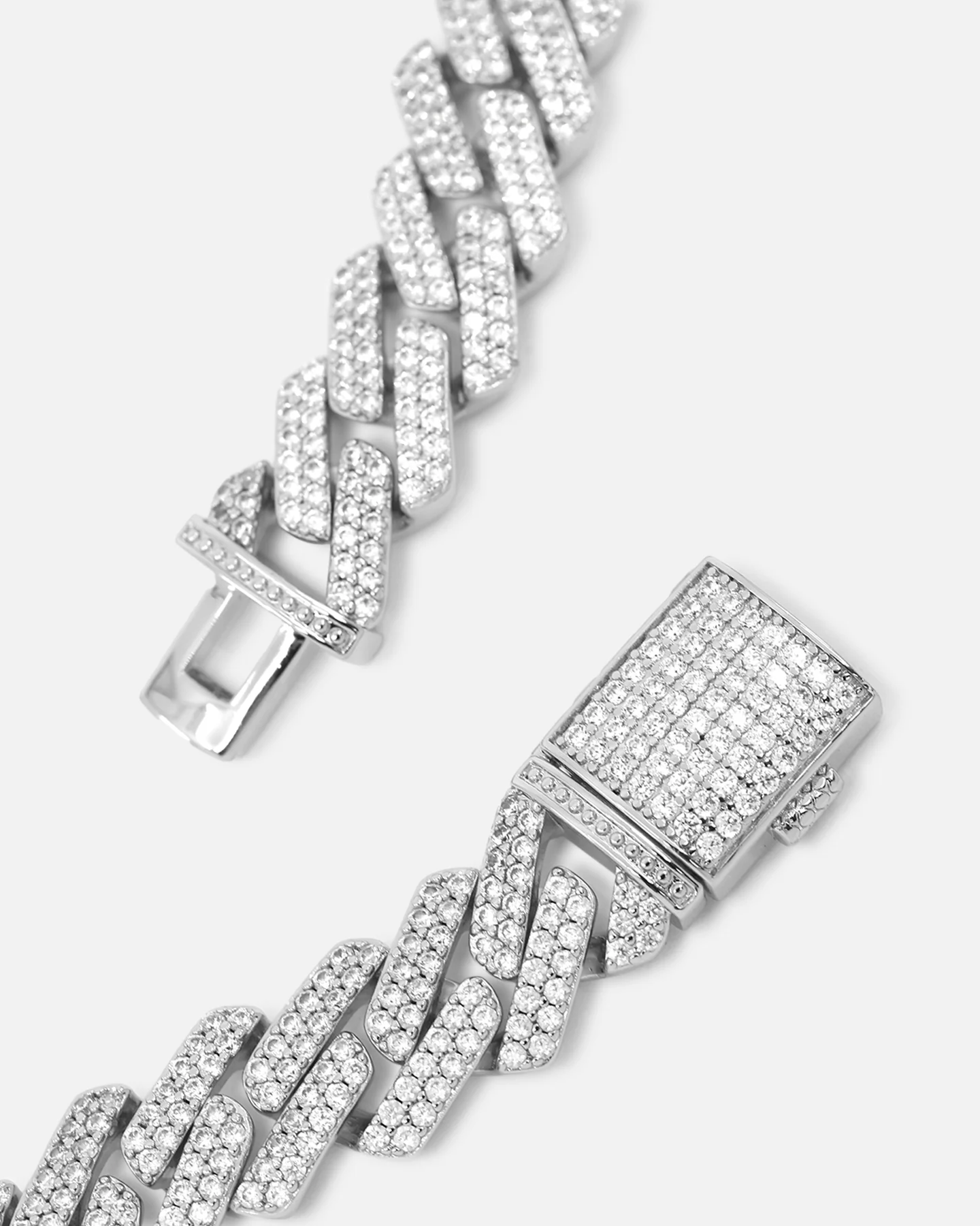 Saint Morta 18" 14mm Iced Interlink Chain Iced White Gold - Image 7