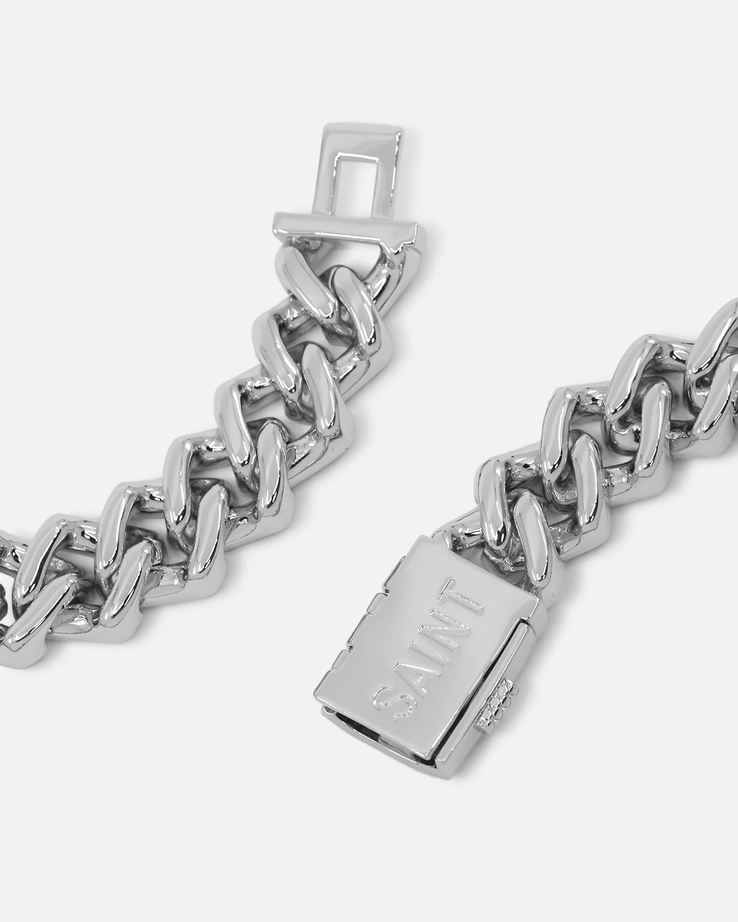 Saint Morta 18" 14mm Iced Interlink Chain Iced White Gold - Image 8
