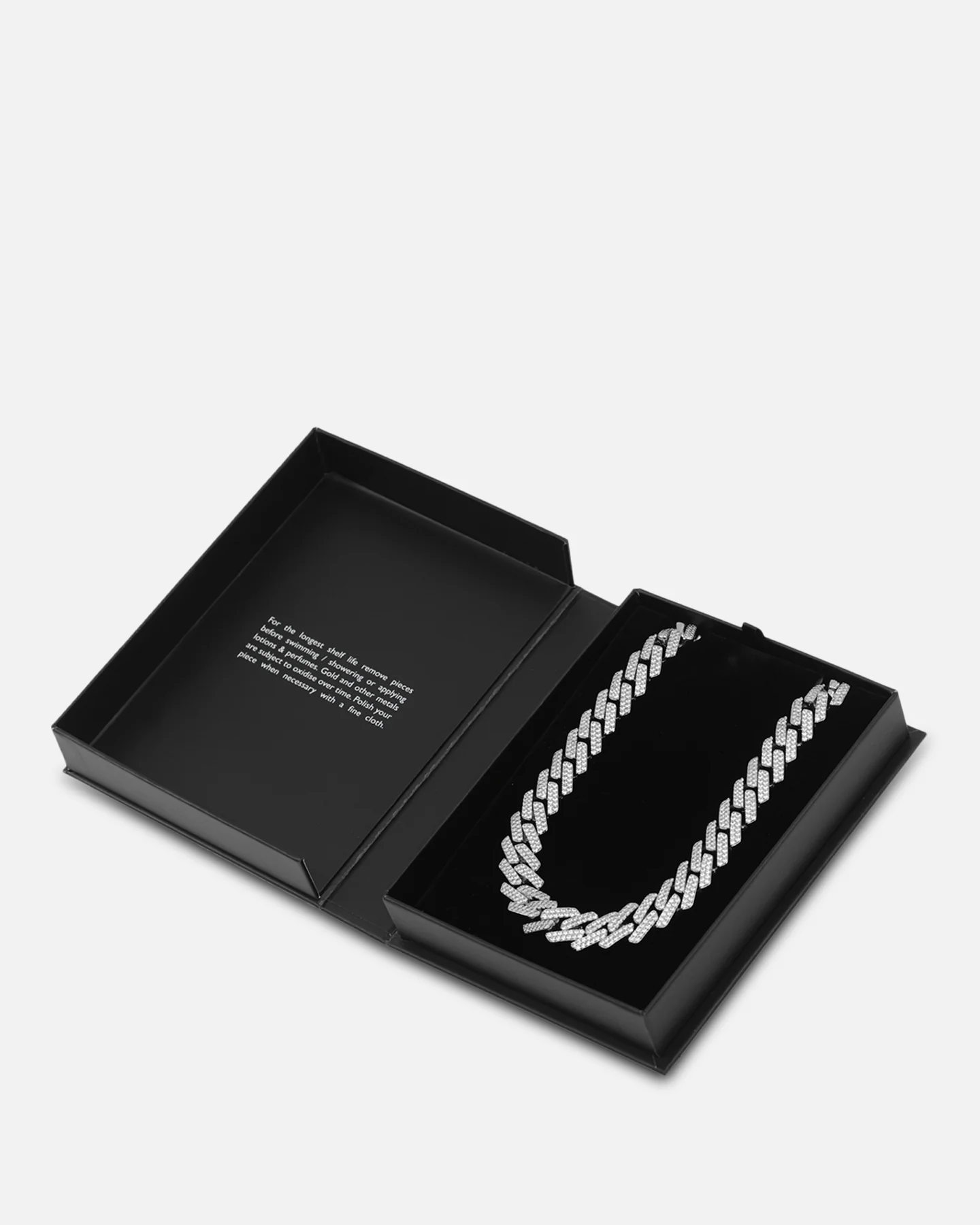 Saint Morta 18" 14mm Iced Interlink Chain Iced White Gold - Image 9