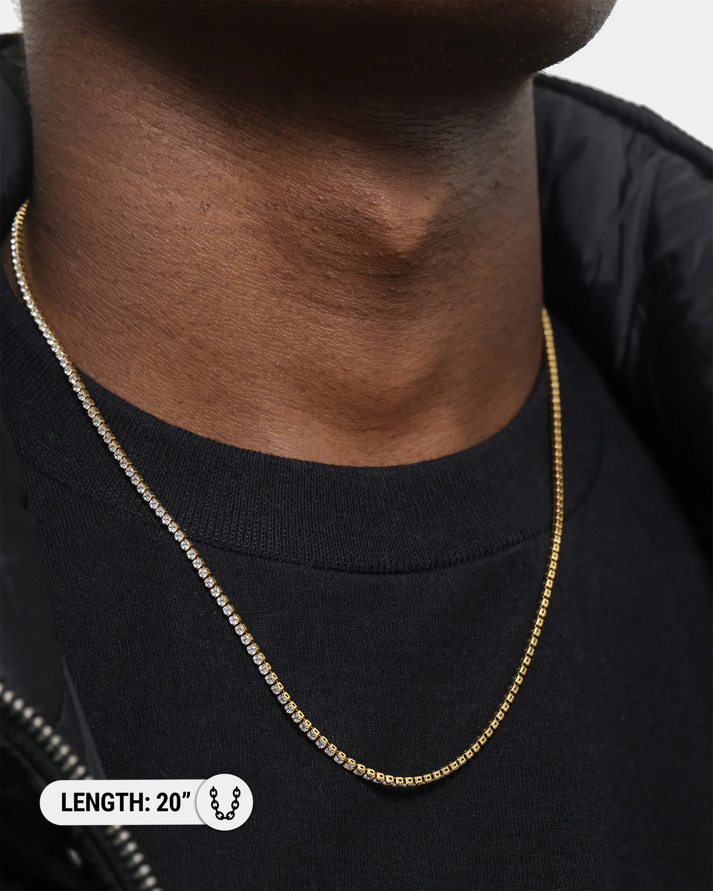 Saint Morta 2mm Micro Tennis Chain Iced Gold - Image 3
