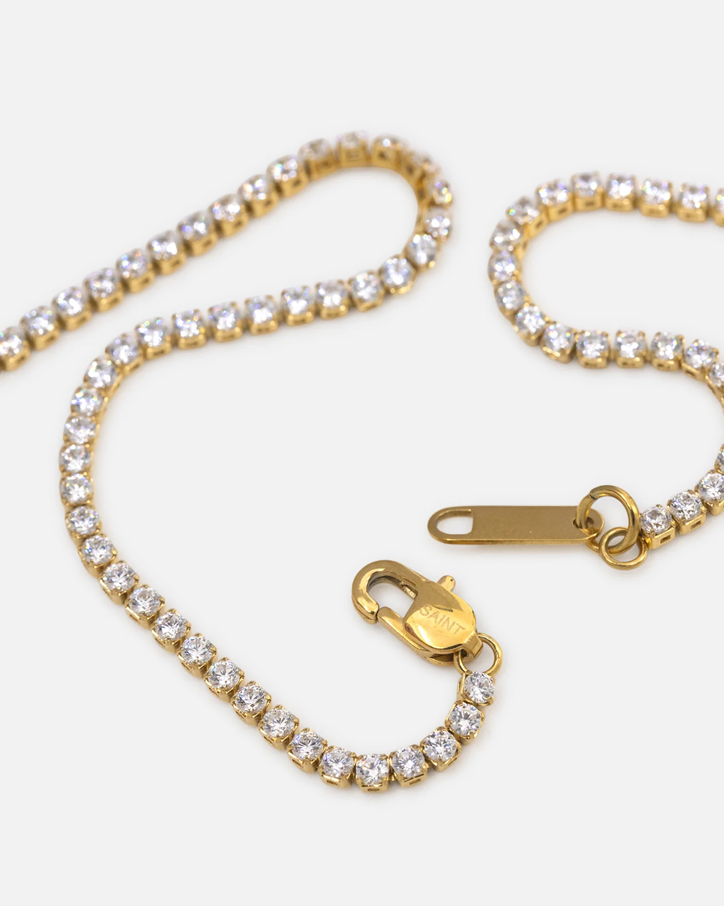 Saint Morta 2mm Micro Tennis Chain Iced Gold - Image 5