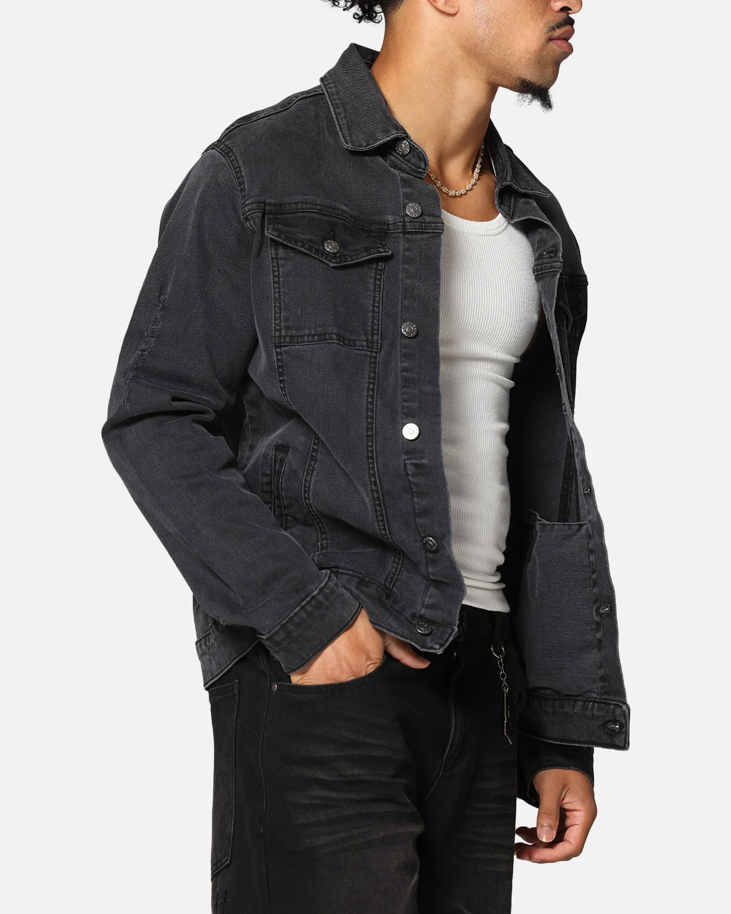 Saint Morta Men's Vintage Denim Jacket Aged Black - Image 3