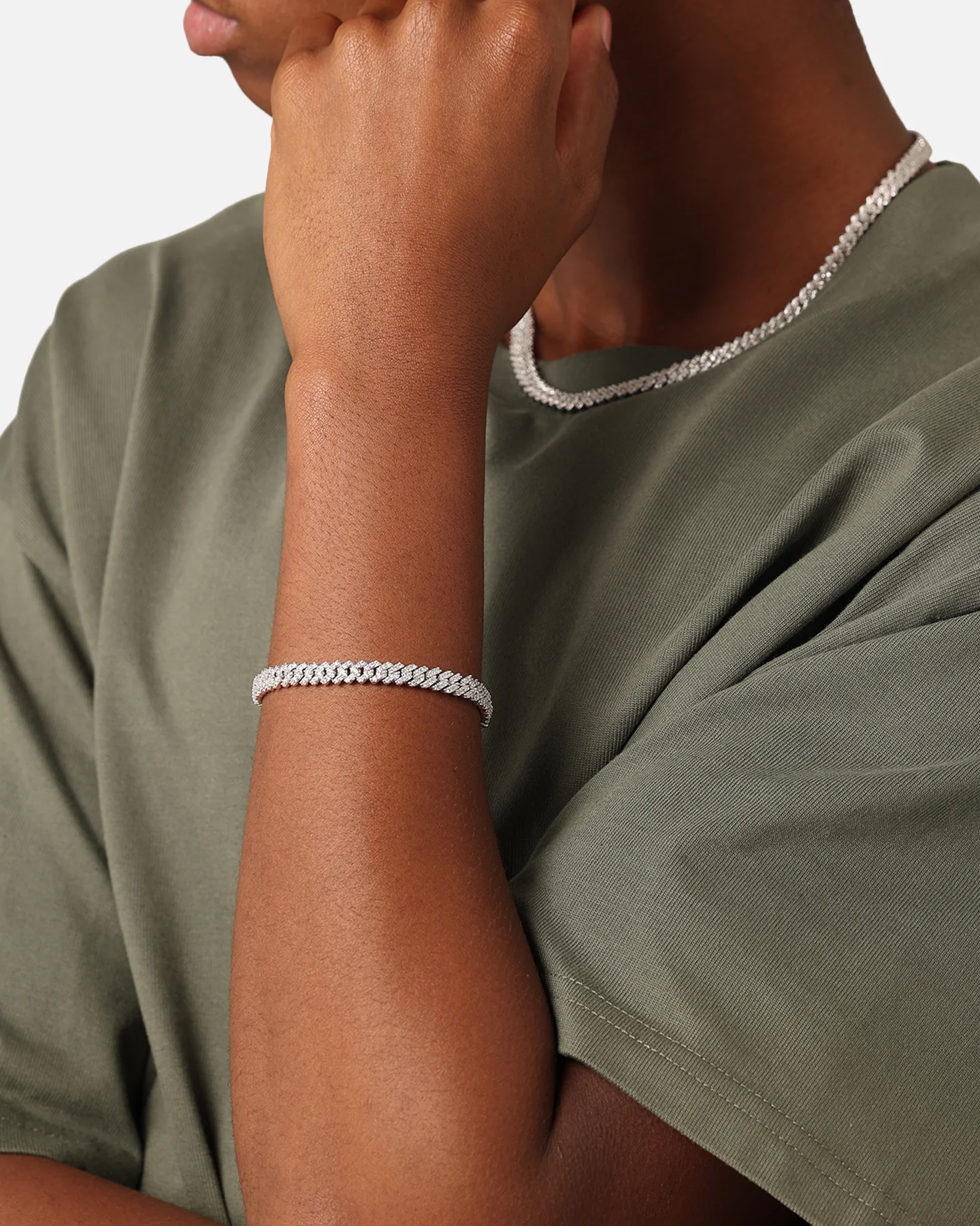 Saint Morta 6mm Iced Cuban Prong Bracelet Iced White Gold