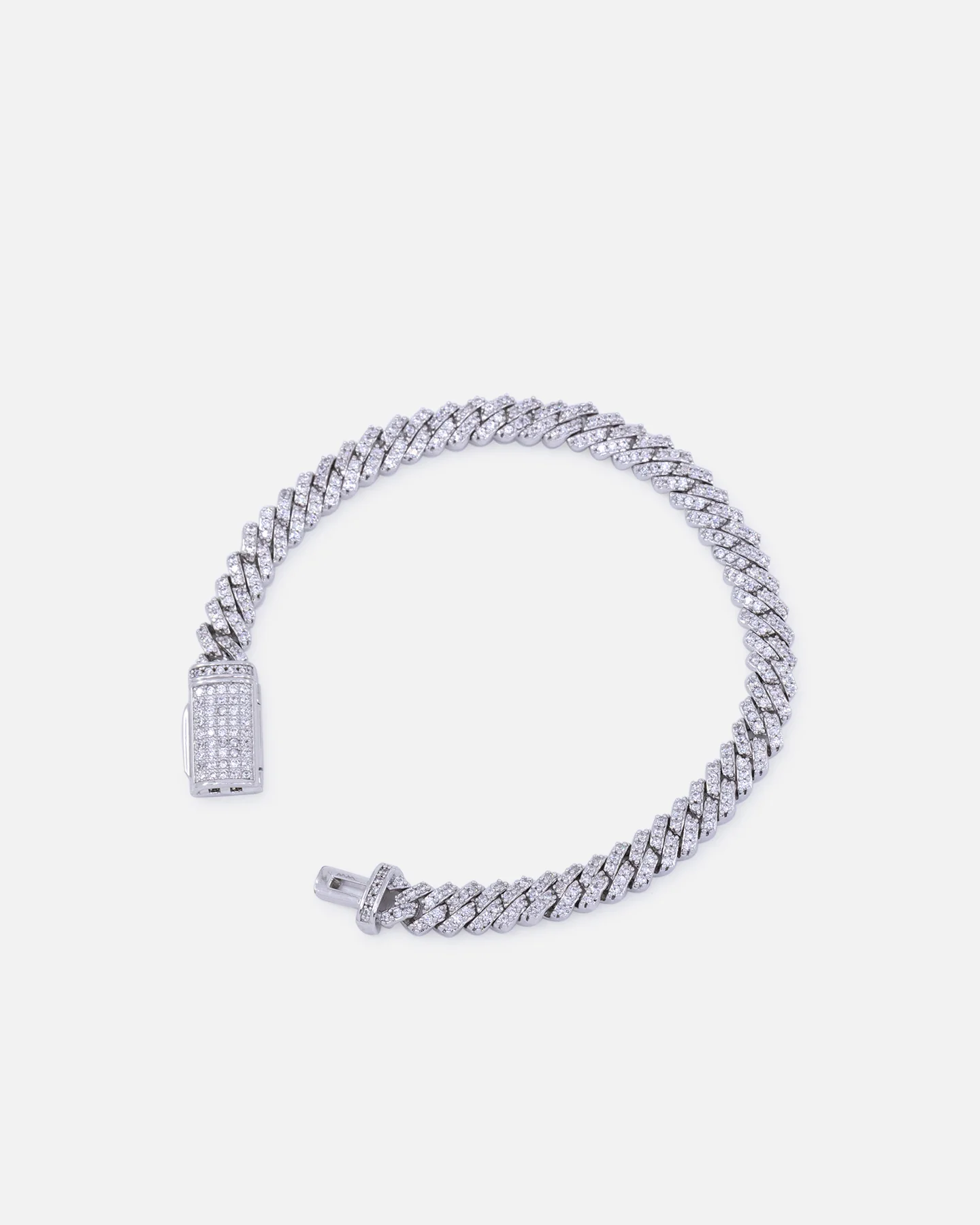 Saint Morta 6mm Iced Cuban Prong Bracelet Iced White Gold - Image 2