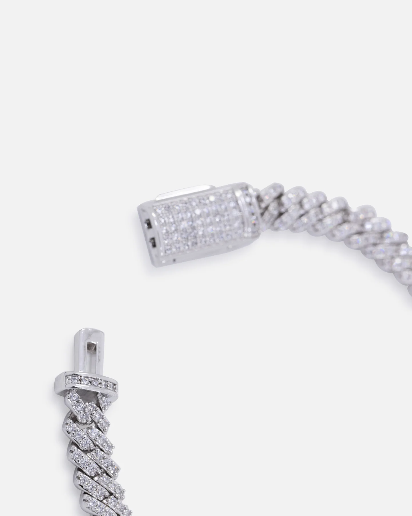 Saint Morta 6mm Iced Cuban Prong Bracelet Iced White Gold - Image 4