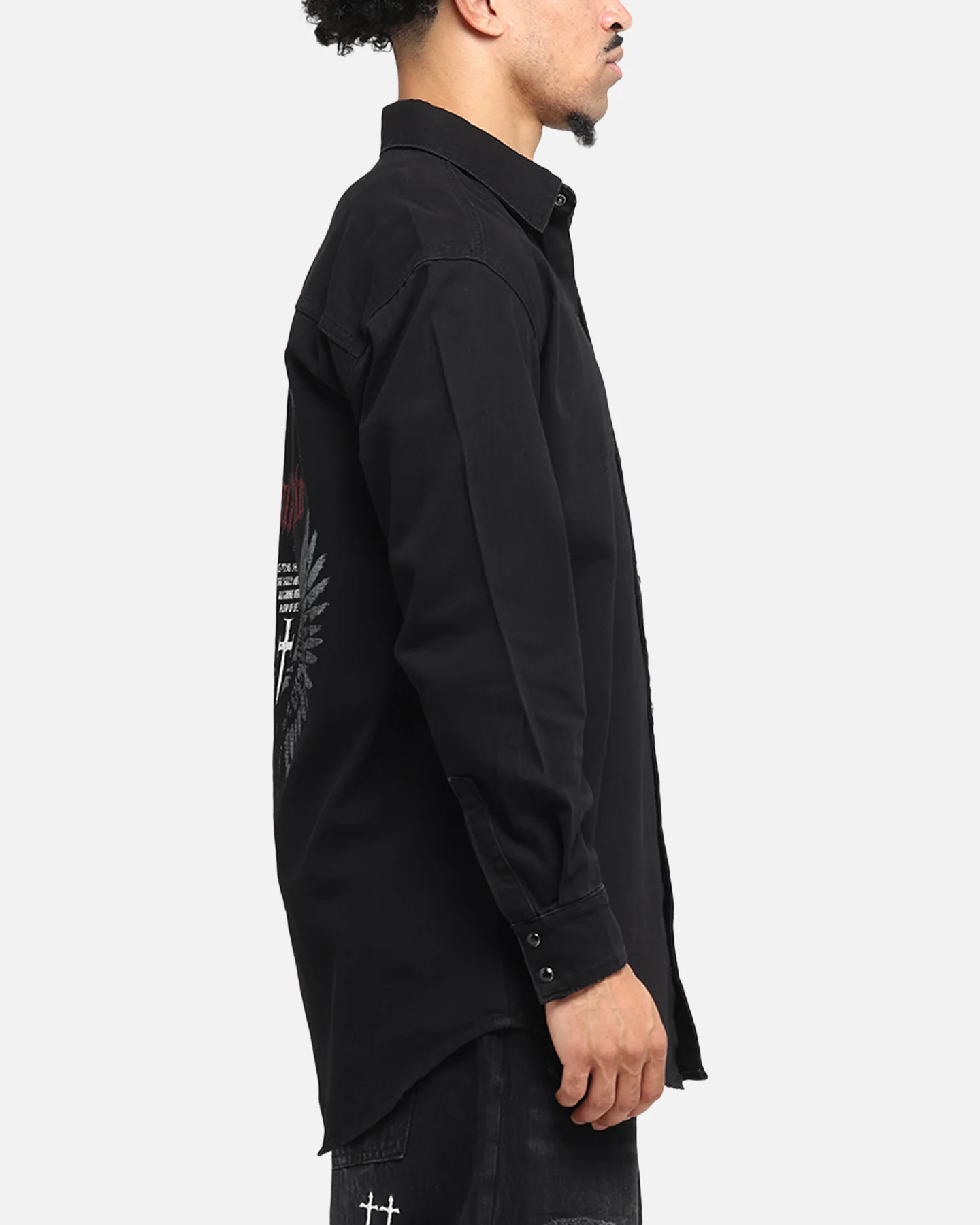Saint Morta Amorafti Long Sleeve Denim Shirt Black Shadow - Image 5
