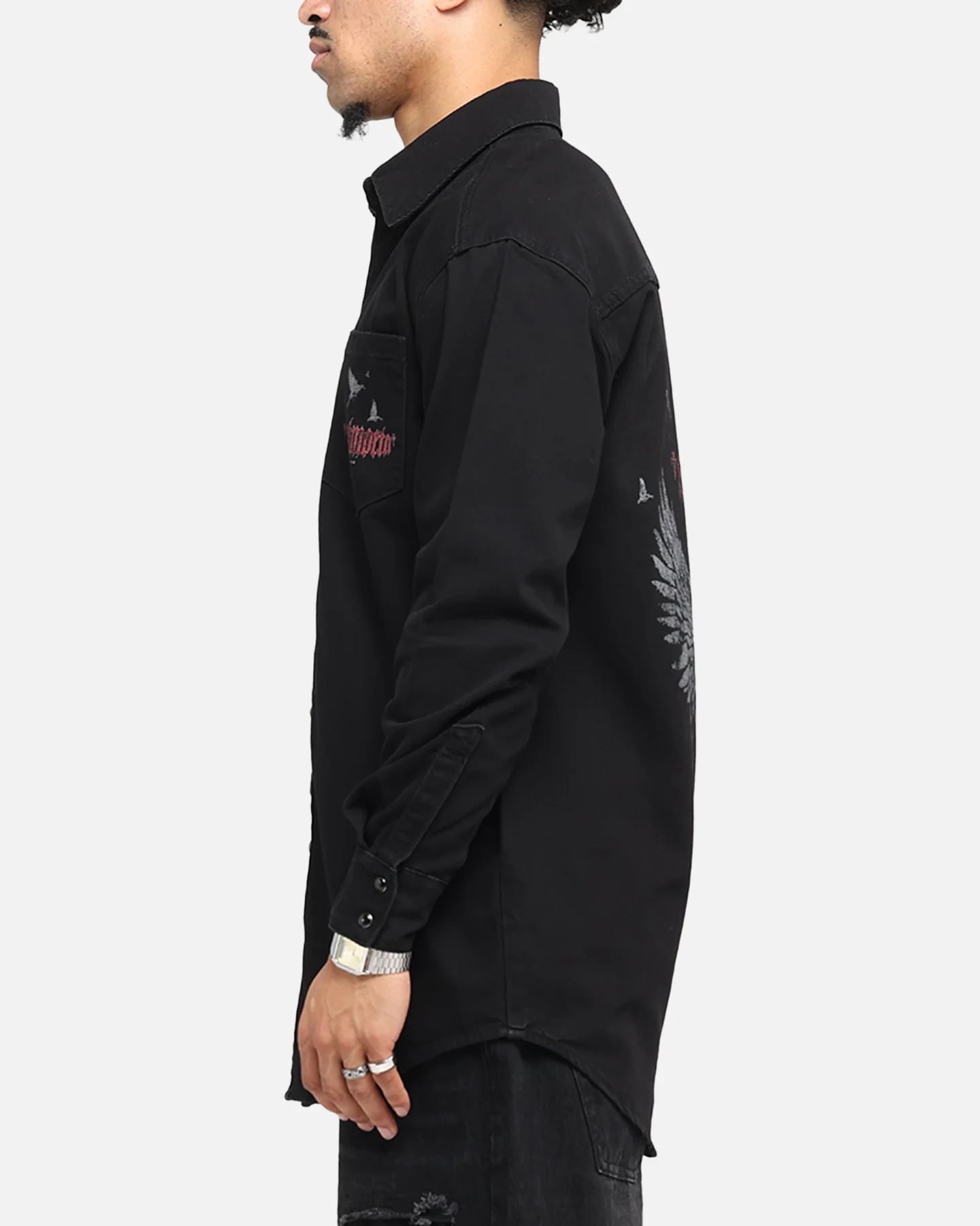 Saint Morta Amorafti Long Sleeve Denim Shirt Black Shadow - Image 6