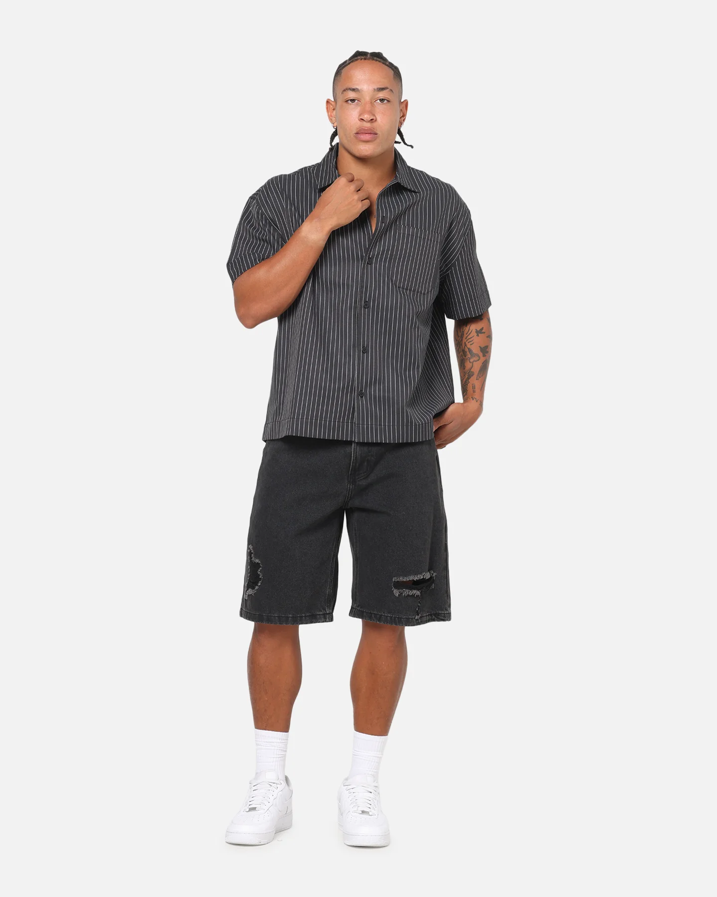 Saint Morta Amplus Distressed Jorts Black Shadow - Image 2