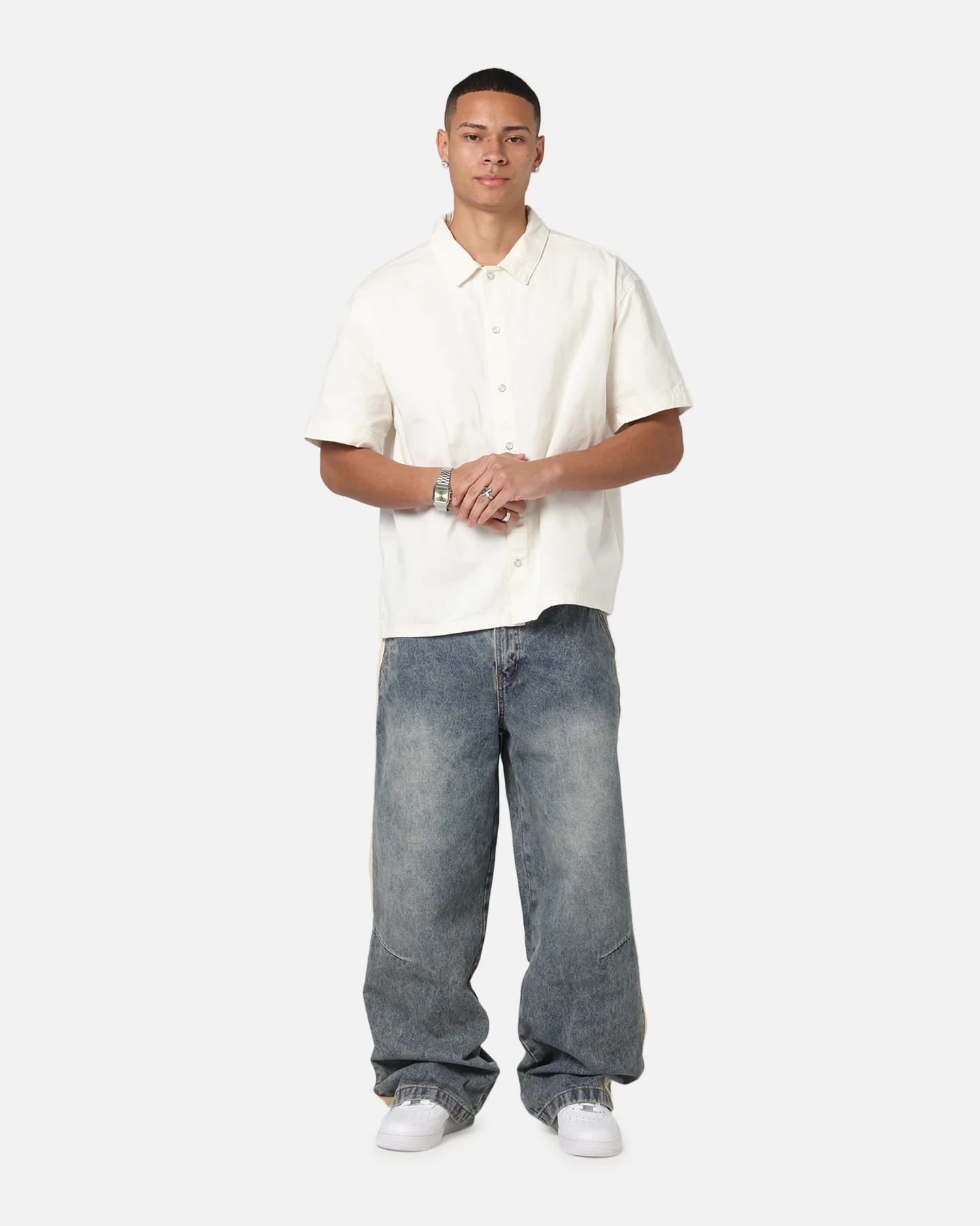 Saint Morta Amplus Sidewinder Jeans Dirty Denim/Off White - Image 2
