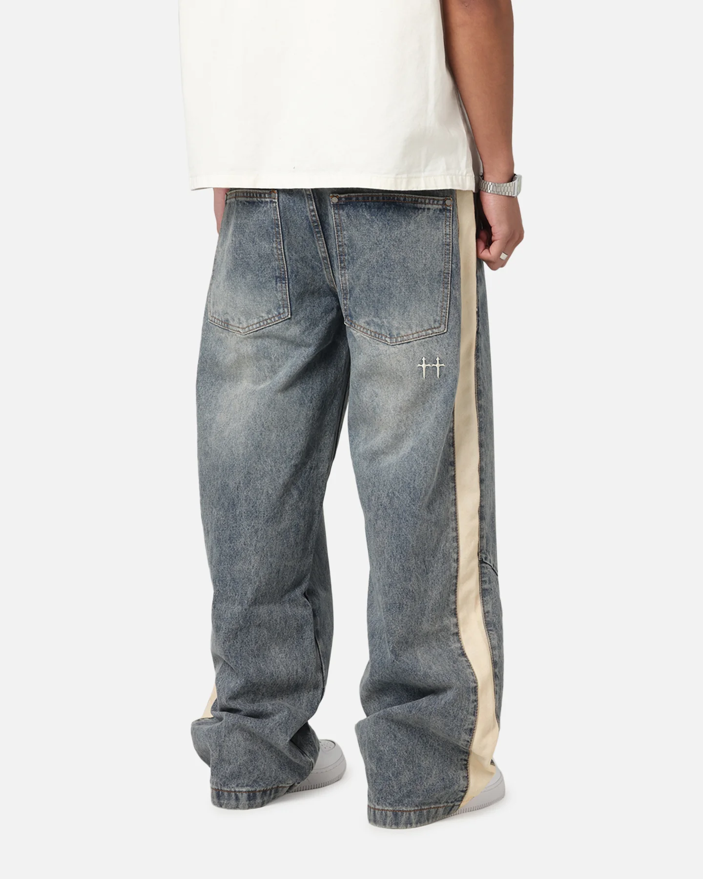 Saint Morta Amplus Sidewinder Jeans Dirty Denim/Off White - Image 5