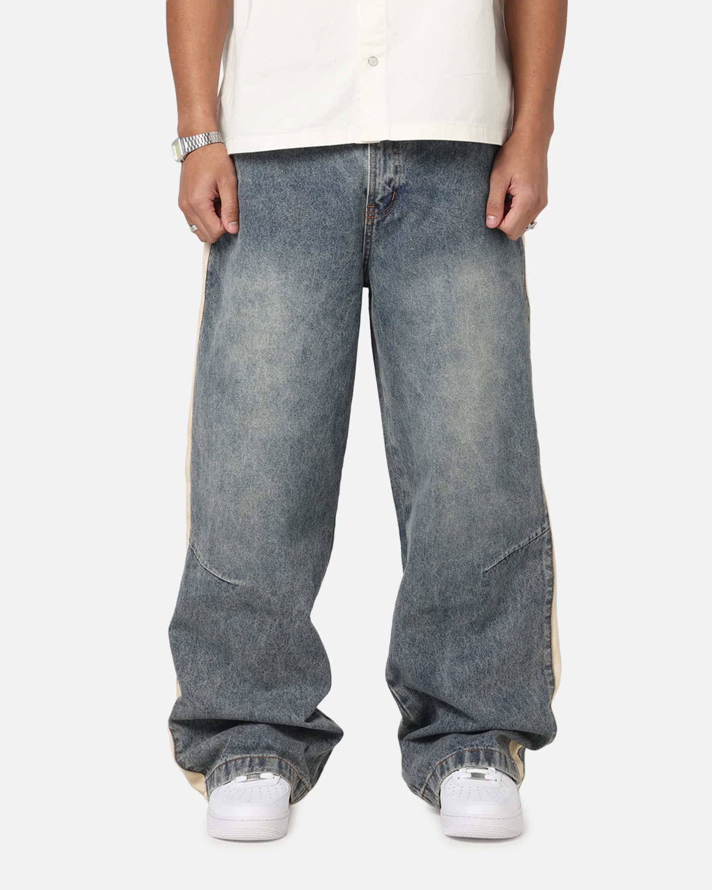 Saint Morta Amplus Sidewinder Jeans Dirty Denim/Off White - Image 6
