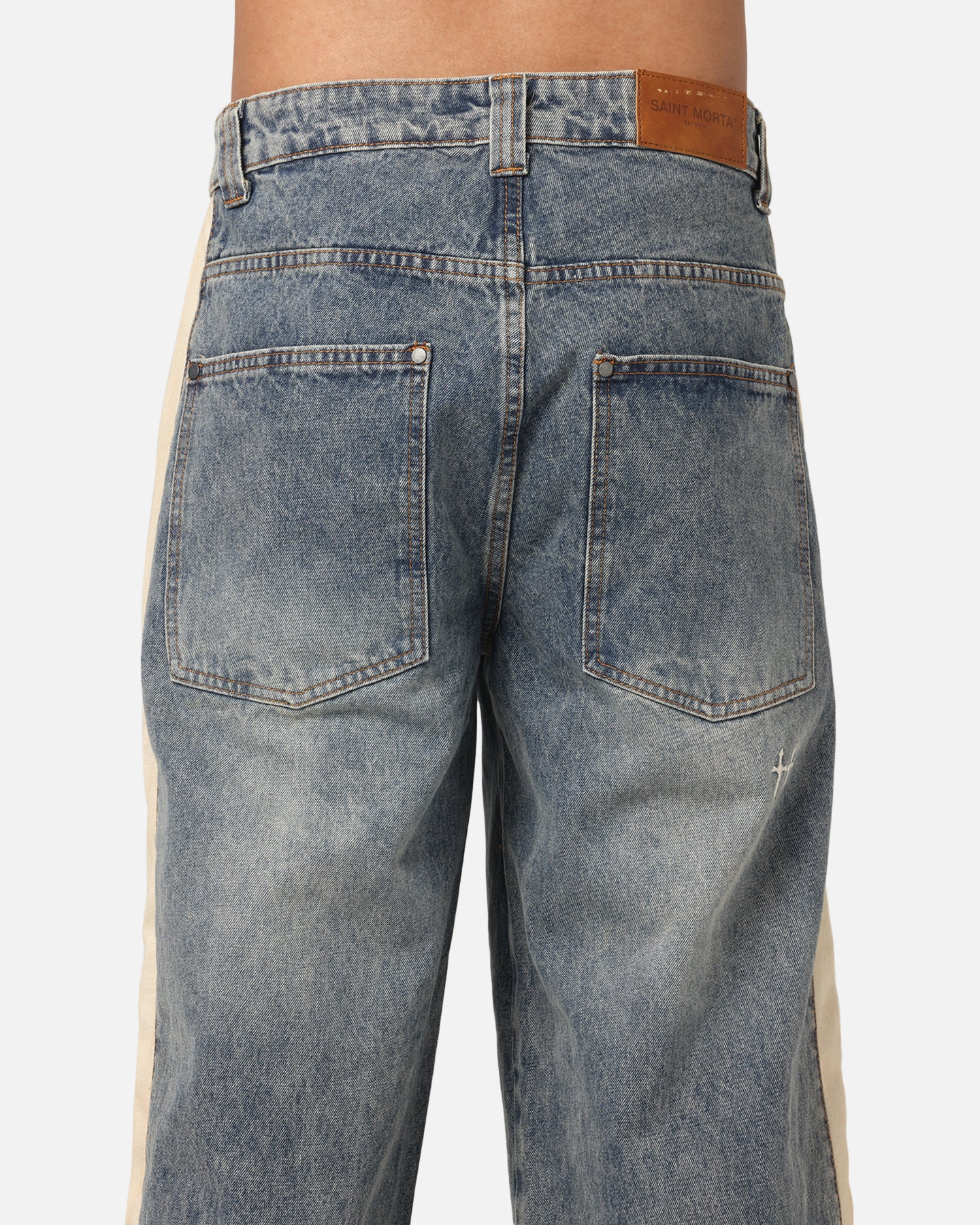 Saint Morta Amplus Sidewinder Jeans Dirty Denim/Off White - Image 7