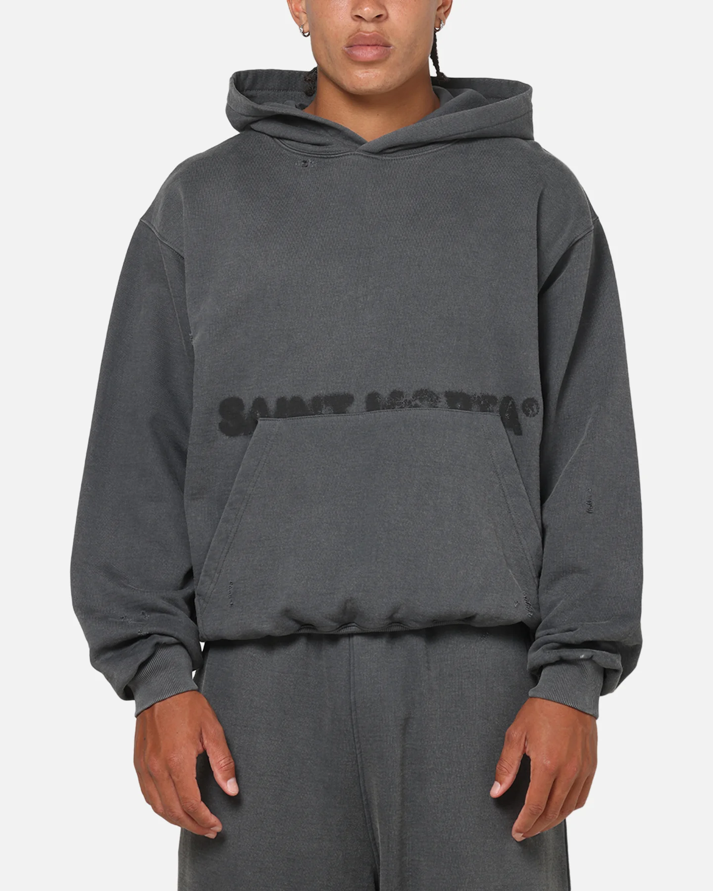 Saint Morta Apocalypse Boxy Hoodie Washed Charcoal
